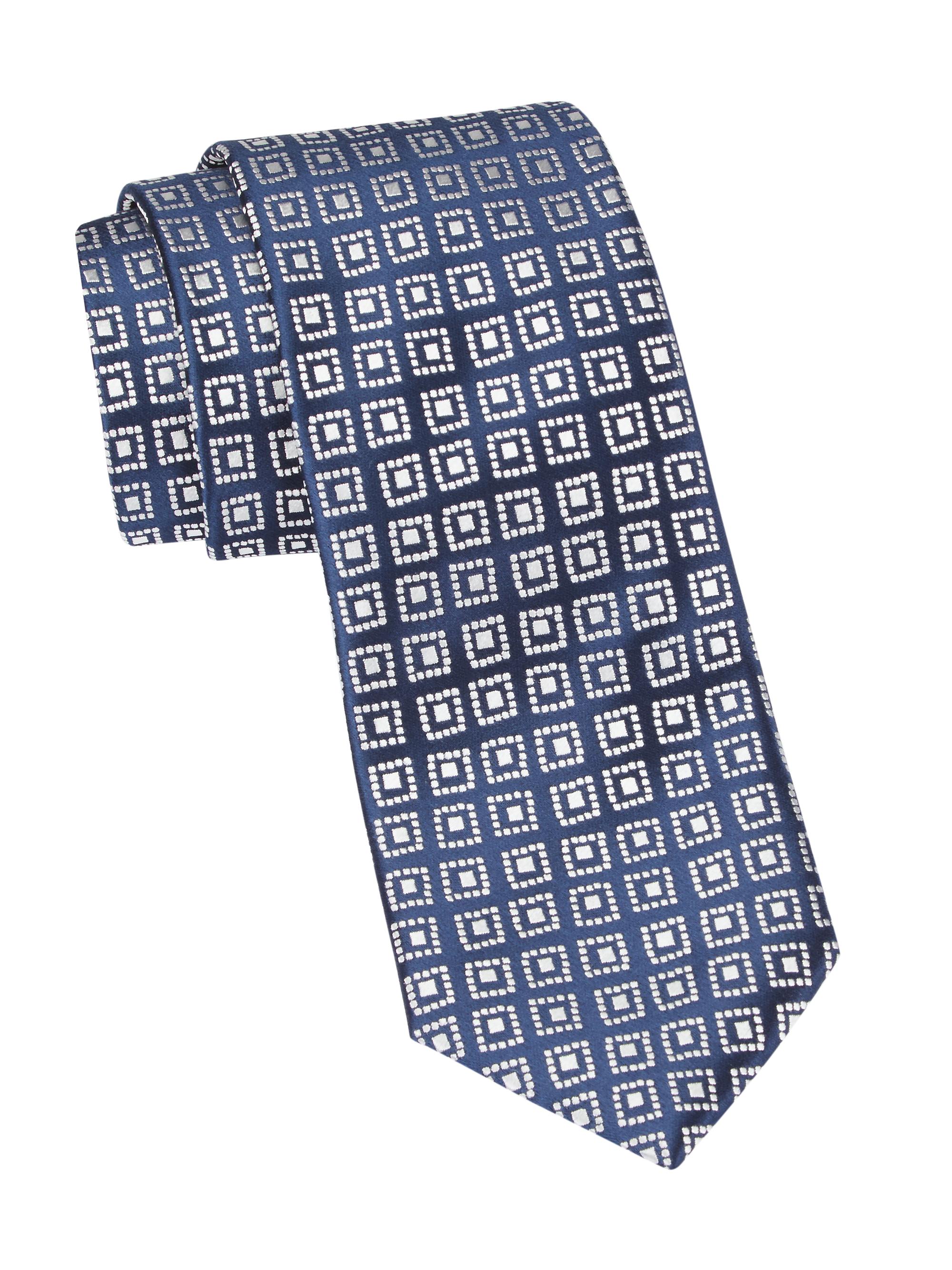 Charvet Men's Geobean Woven Silk Tie - Navy White