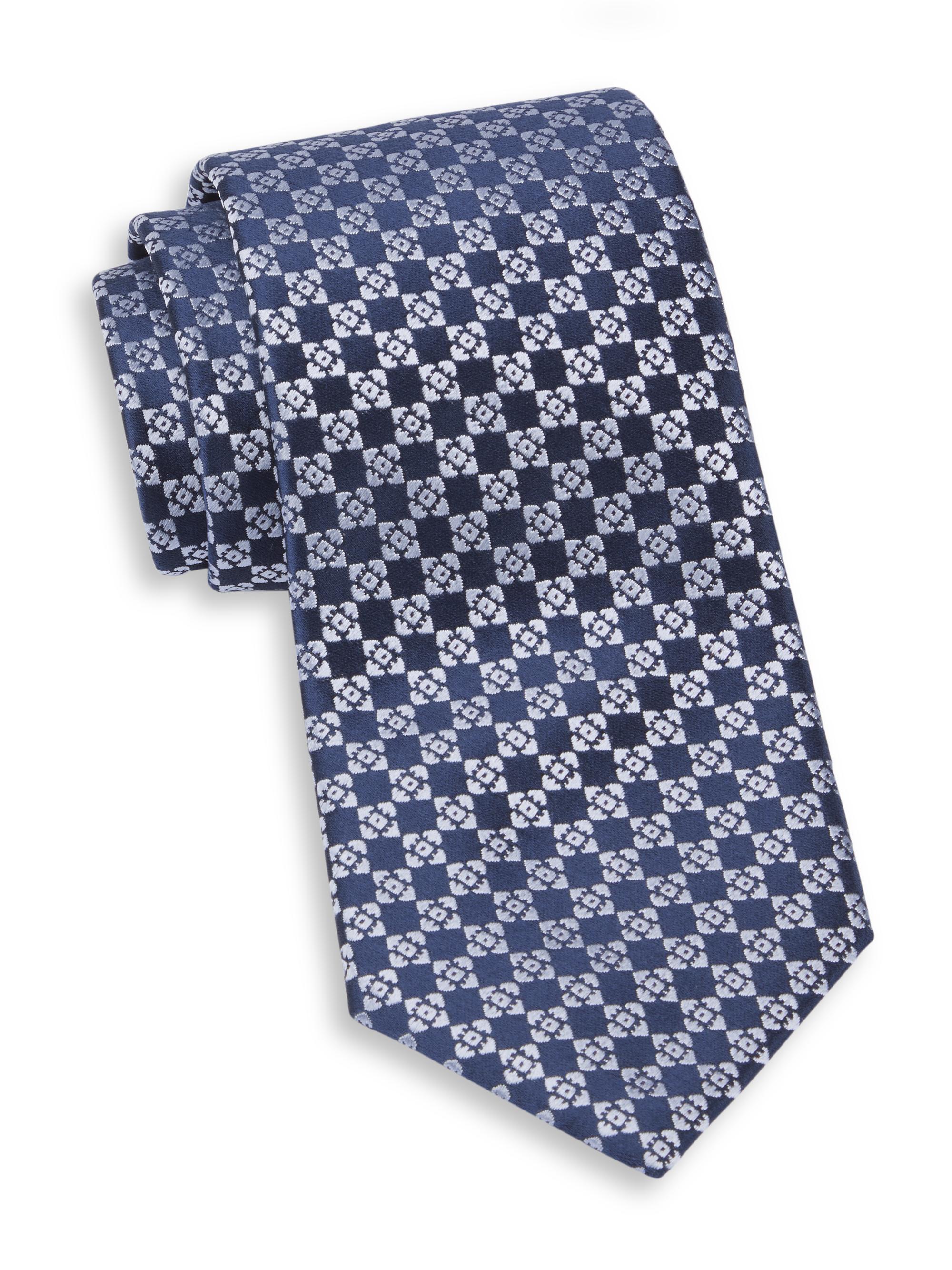 Charvet Men's Neat Diamond Geo Silk Tie - Navy Blue