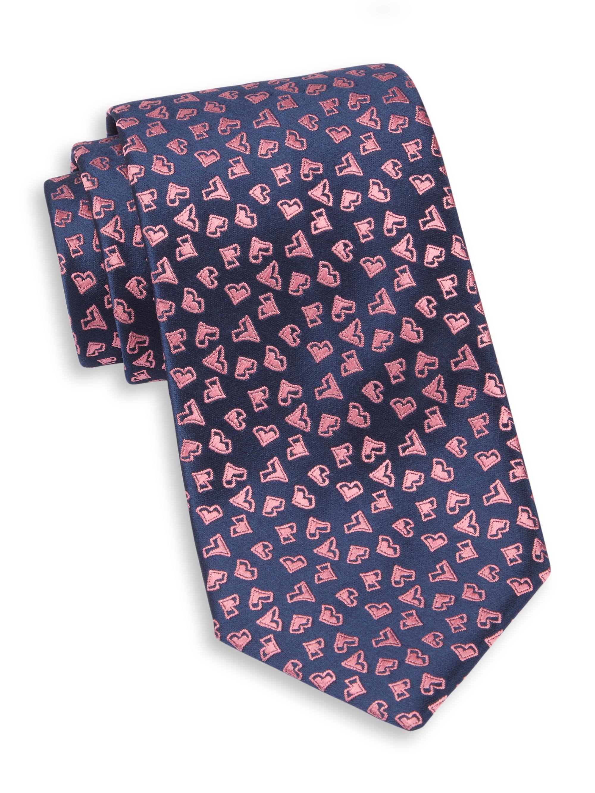 Charvet Men's Neat V Silk Tie - Navy Pink