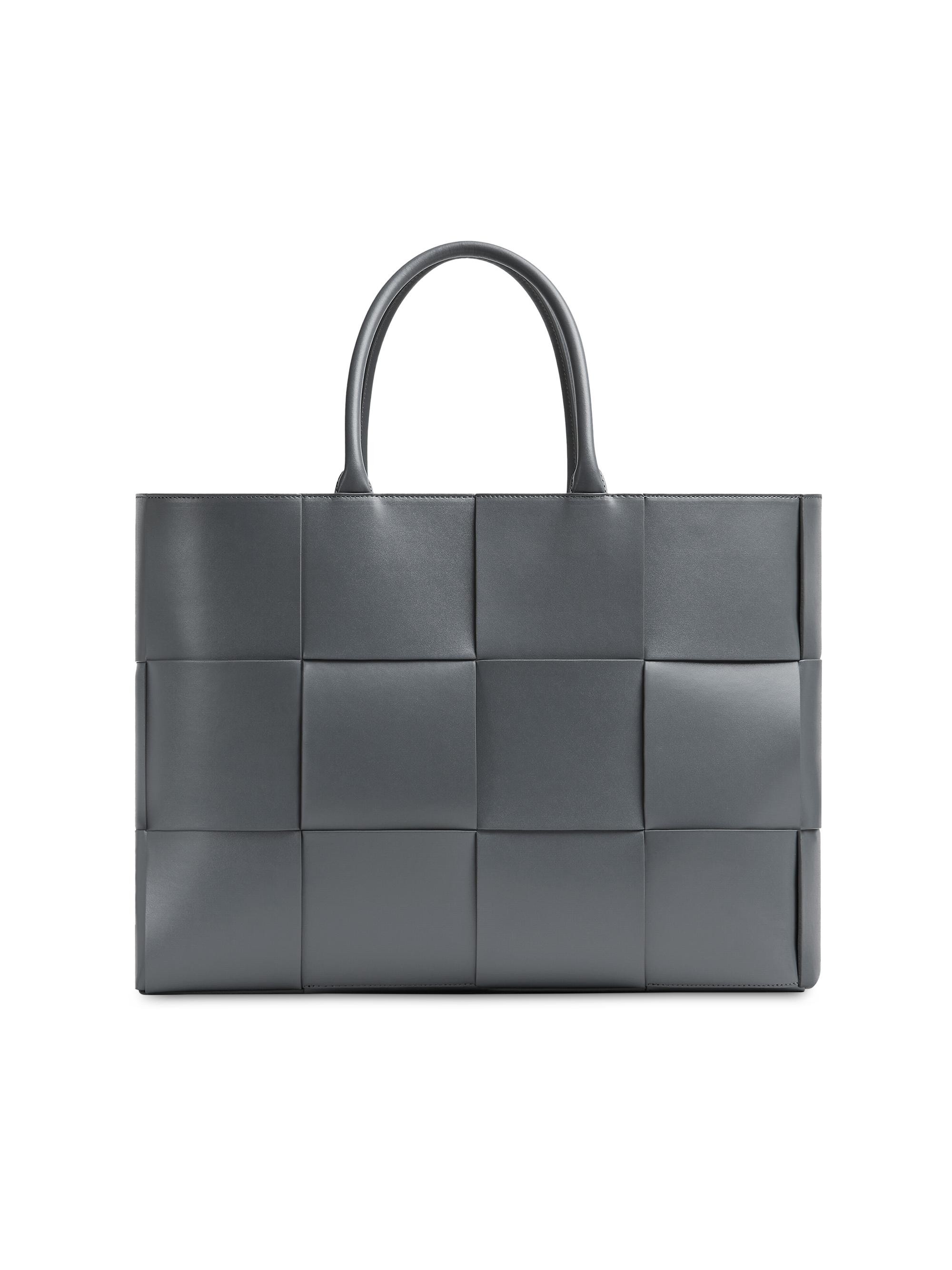 Bottega Veneta Men's Leather Intrecciato Tote - 1242 Thunder Silver