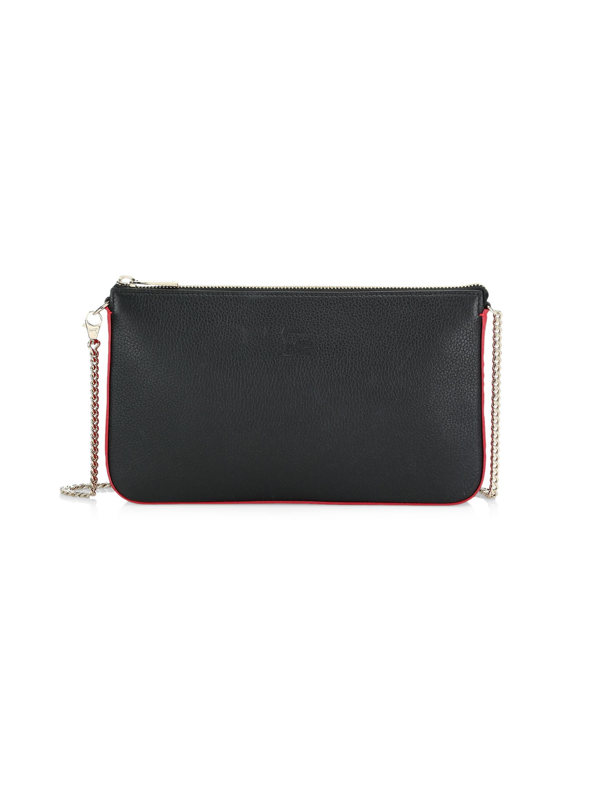 Christian Louboutin Women's Loubila Leather Pouch-On-Chain - Black Red