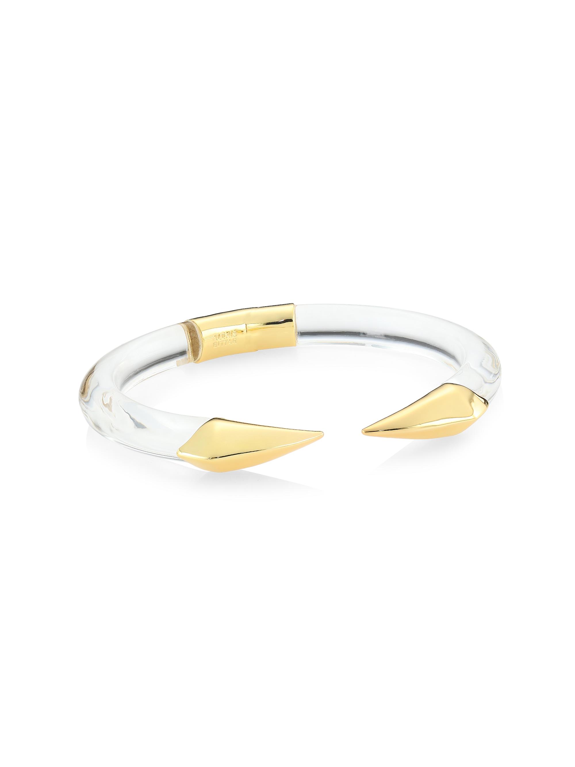 Alexis Bittar Women's Mirrored Pyramid 14K Goldplated Lucite Brake Hinge Bracelet - Clear