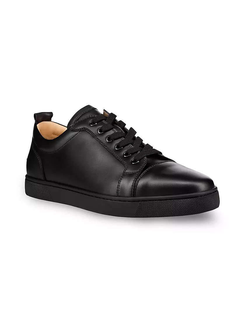 CHRISTIAN LOUBOUTIN Men'S Louis Junior Leather Red Sole Sneakers Black