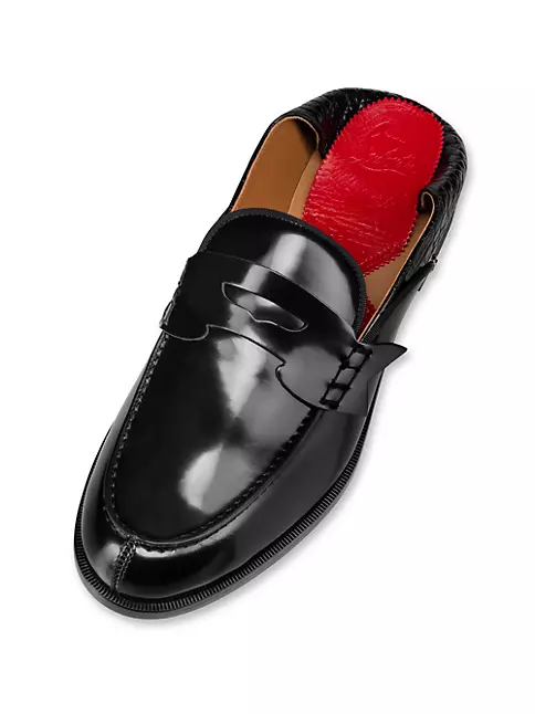 CHRISTIAN LOUBOUTIN Penny No Back Collapsible-back Leather Loafers - Black