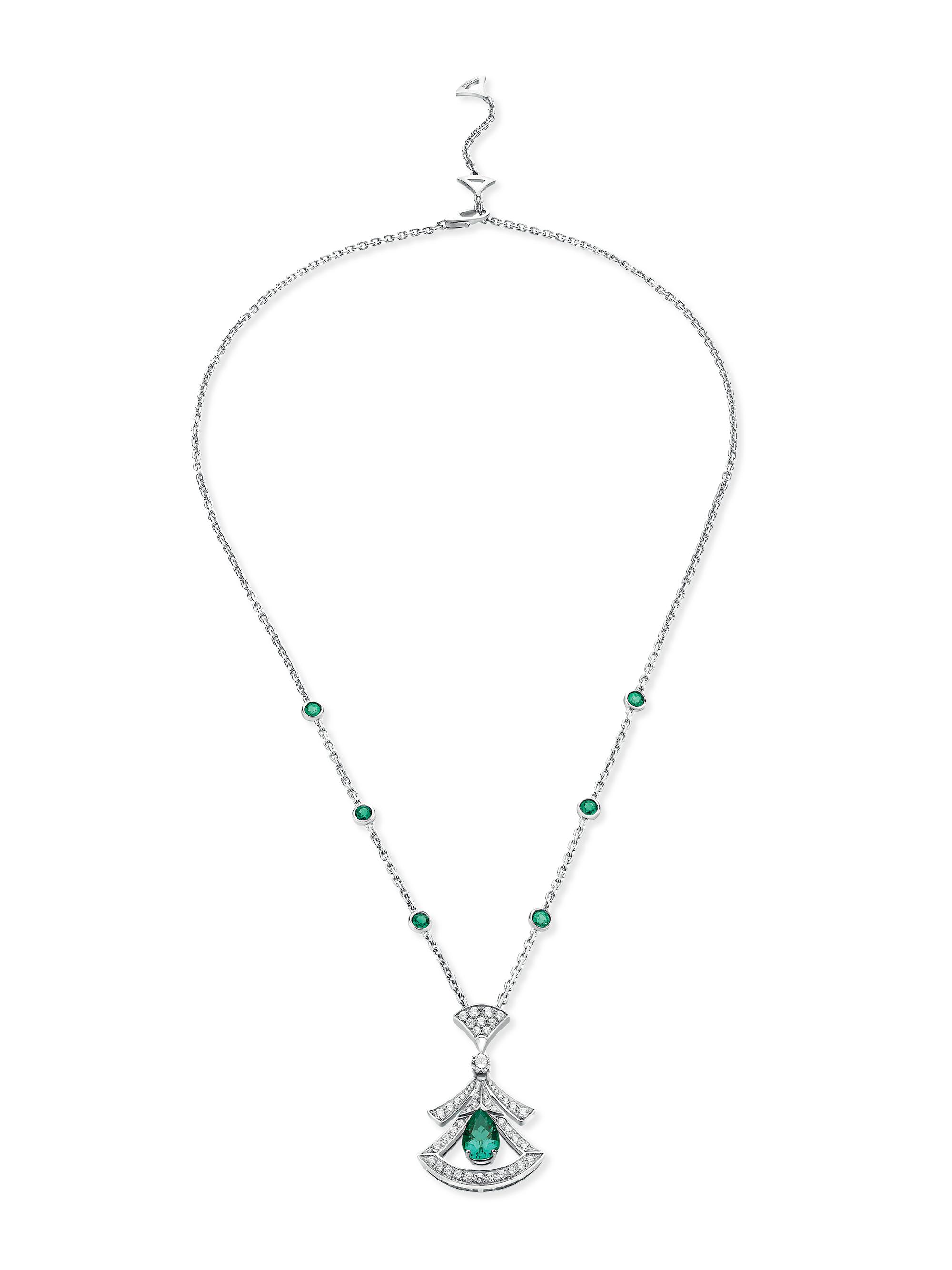 BVLGARI Women's Divas'Dream 18K White Gold, Emerald, & Diamond Pendant Necklace