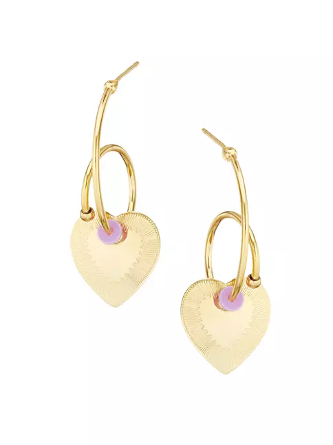 Shop Gas Bijoux Celine 24K-Gold-Plated Mini Heart Drop Earrings