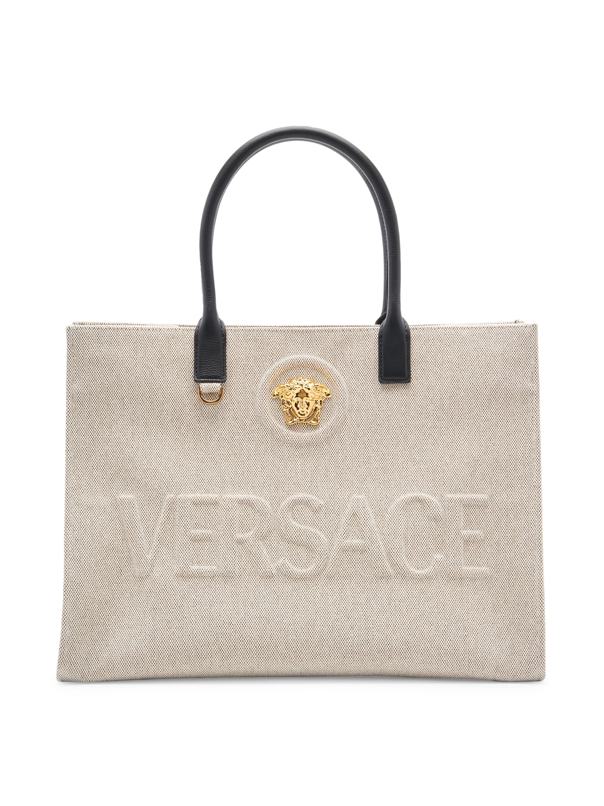 Versace Women's Logo Canvas Tote - Rope Black  Gold