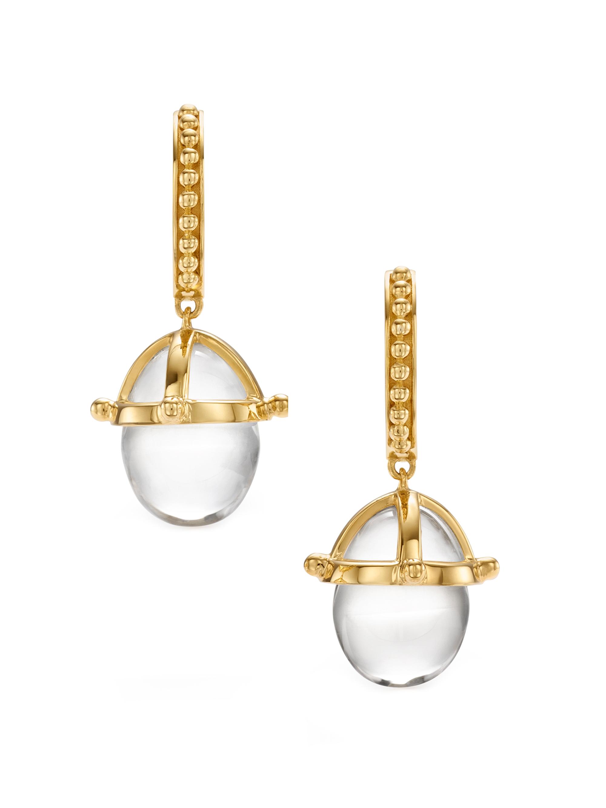 Temple St. Clair Women's Classic 18K Gold, Diamond & Crystal Granulated Drop Earrings - Yellow Gold