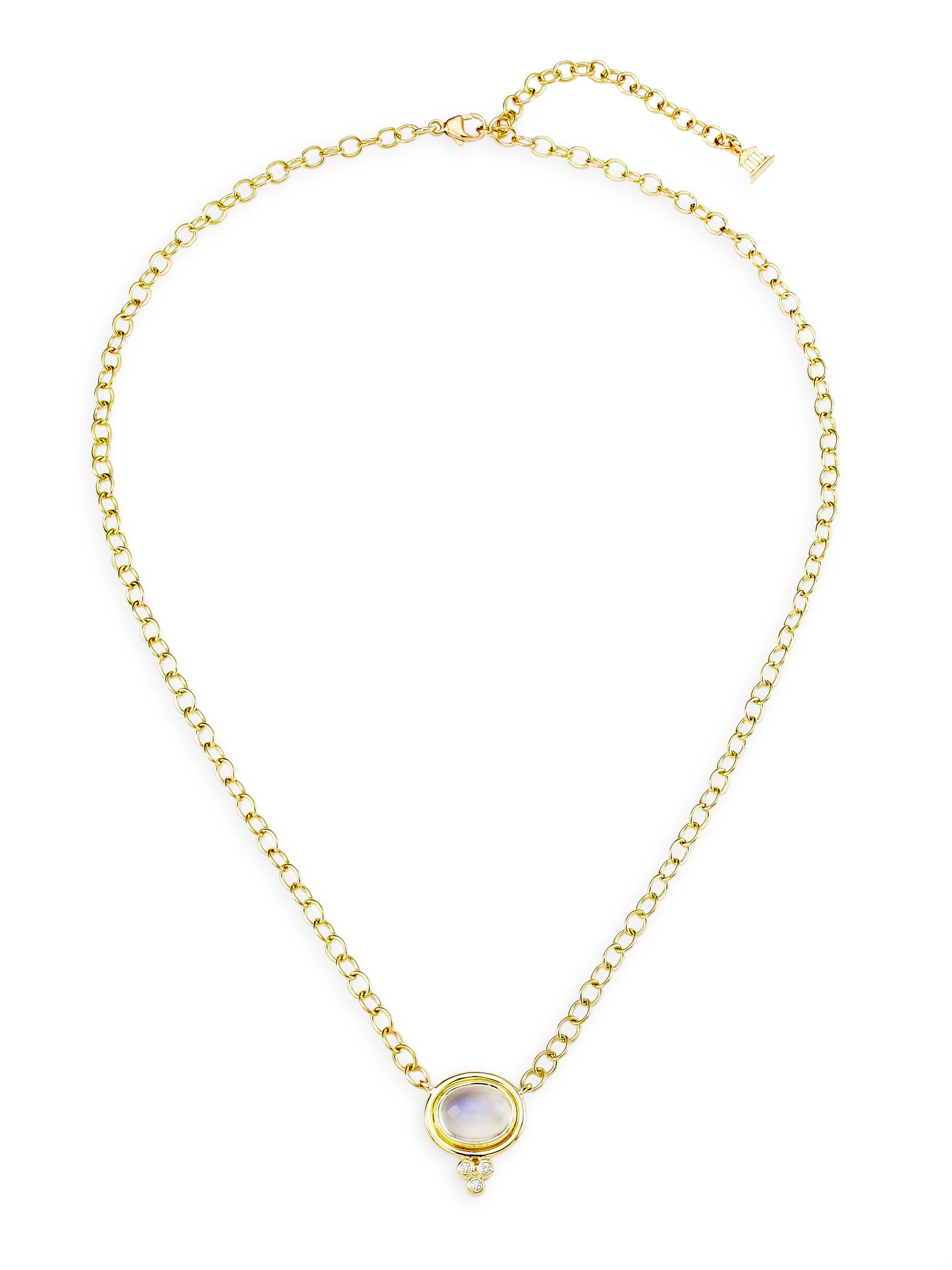 Temple St. Clair Women's Florence86 18K Yellow Gold, Diamond & Blue Moonstone Temple One Station Necklace - Yellow Gold