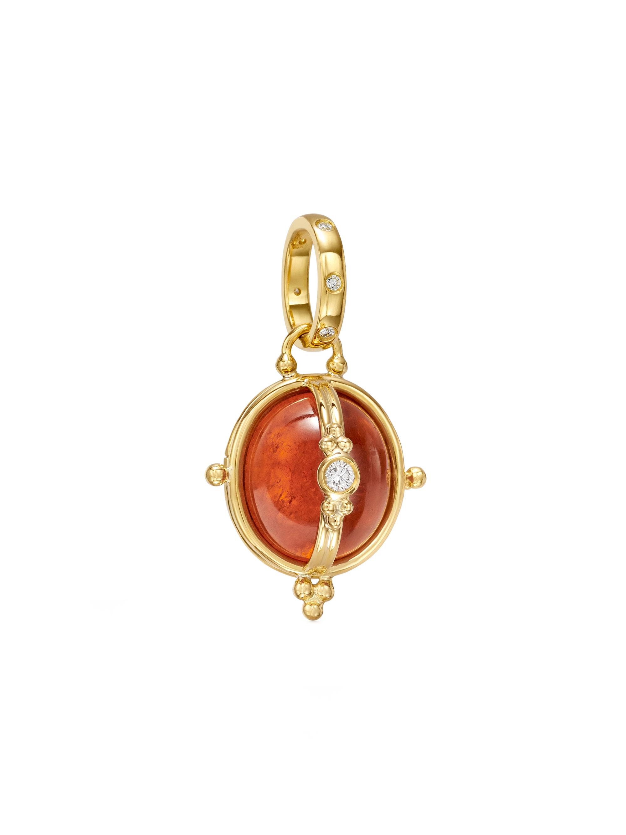 Temple St. Clair Women's Classic 18K Gold, Diamond & Mandarin Garnet Temple Locket - Yellow Gold