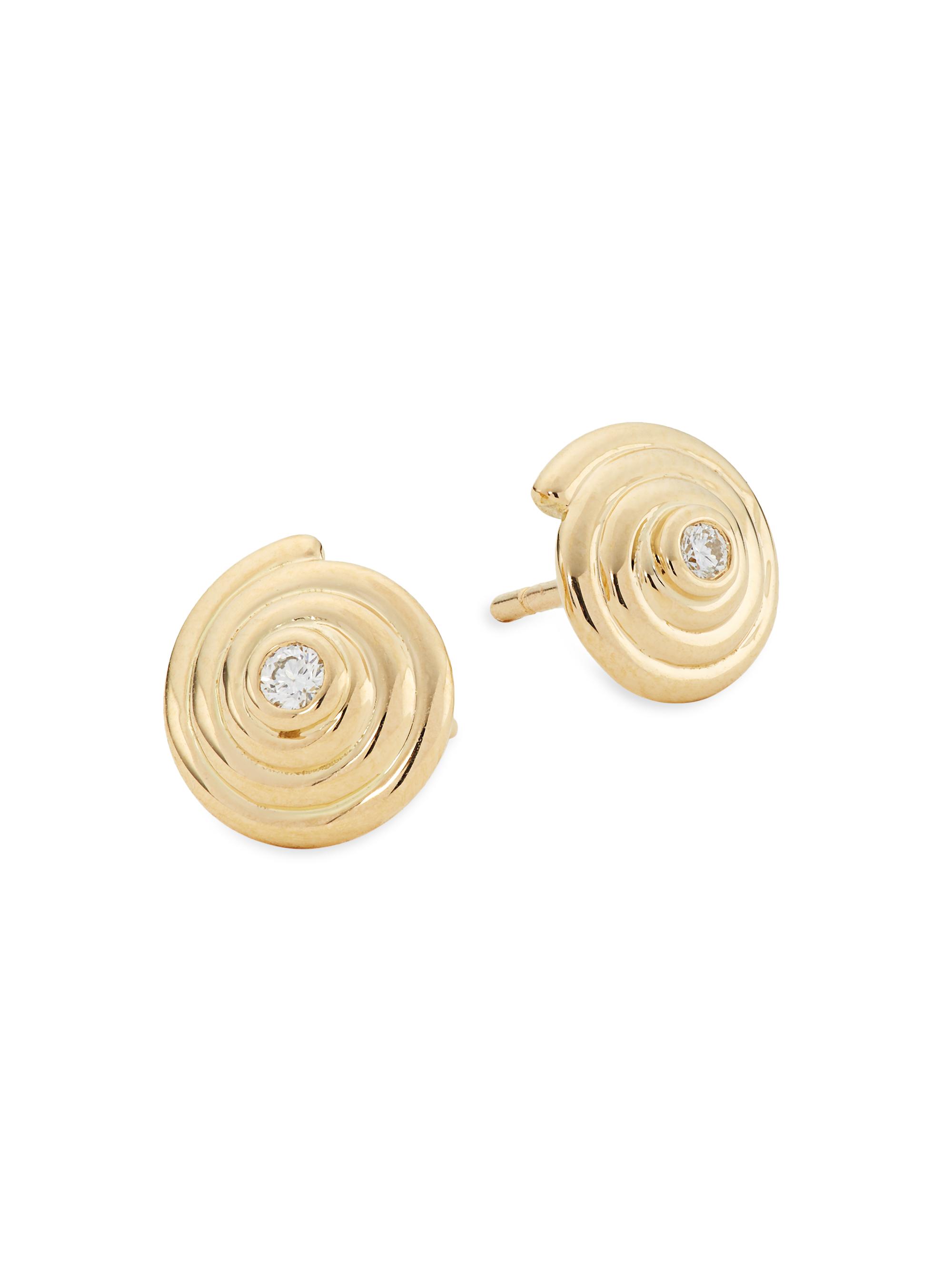Temple St. Clair Women's Florence86 18K Yellow Gold & Diamond Spiral Earrings - Yellow Gold