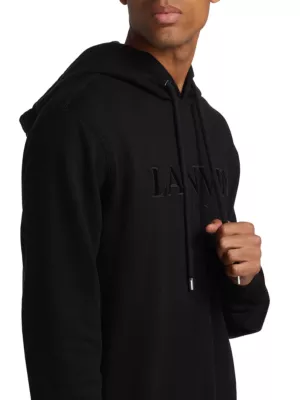 Lanvin logo-embroidered drawstring hoodie - Grey
