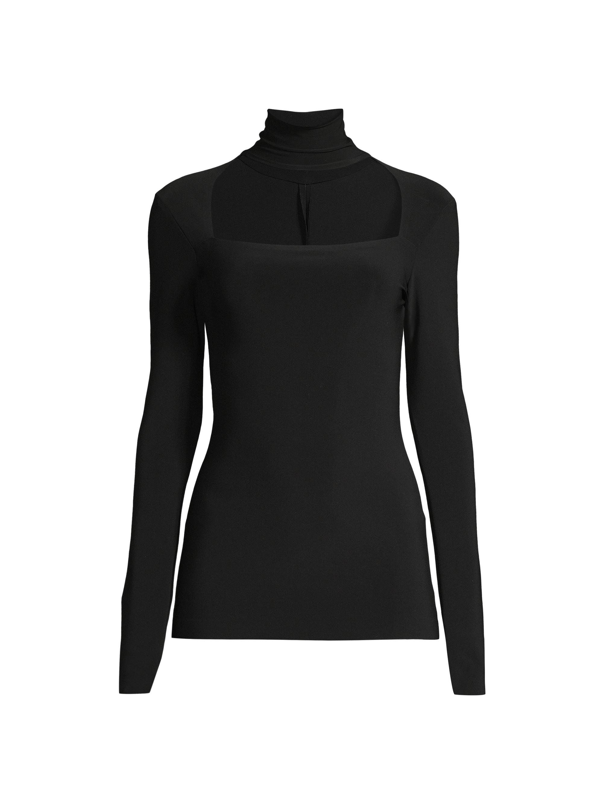 Norma Kamali Women's Cut-Out Turtleneck Top - Black