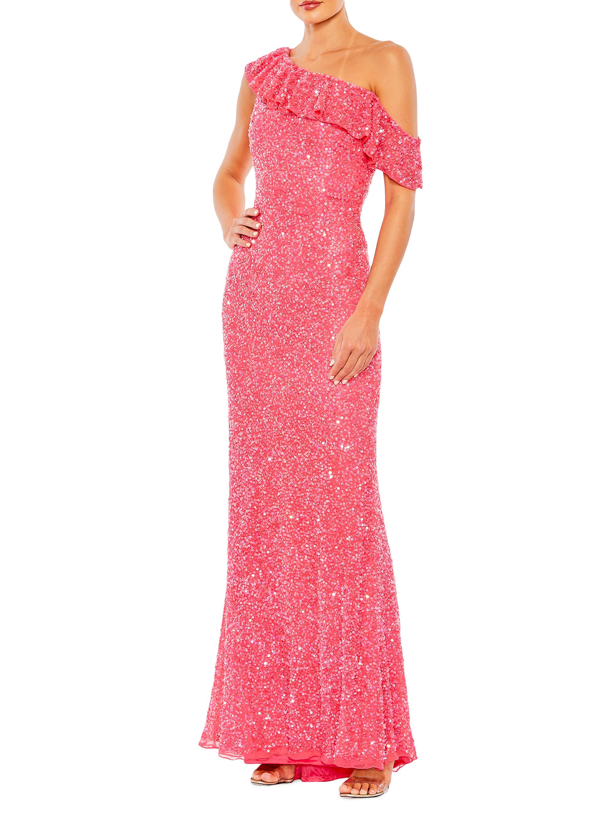 Mac Duggal Women's One-Shoulder Sequin-Embellished Gown - Watermelon