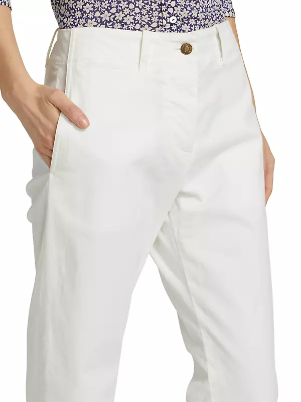 Nili Lotan Tomboy Straight-Leg Cropped Pants in White Color Size 10 NWT