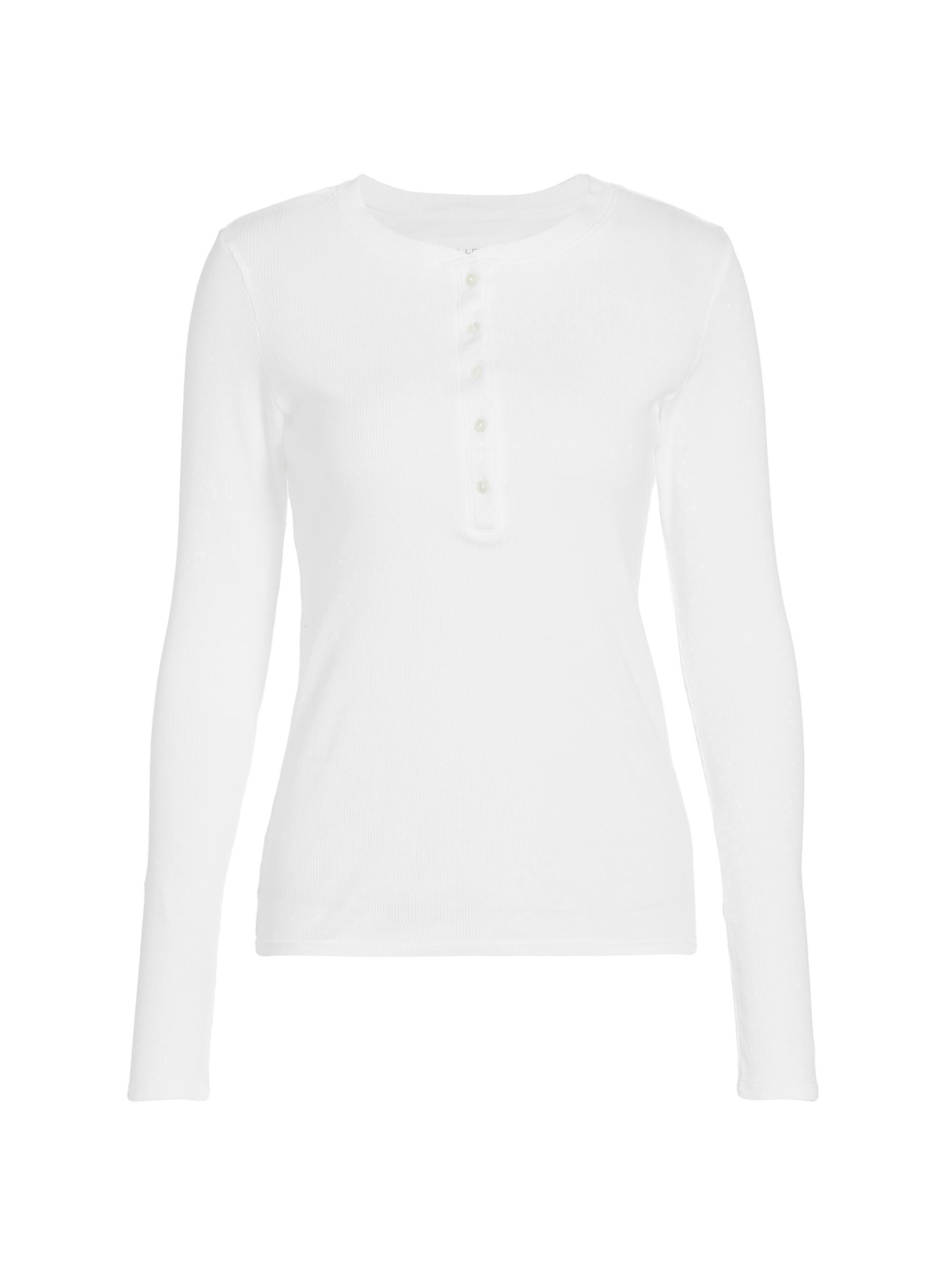Nili Lotan Women's Jordan Rib-Knit Henley Top - White