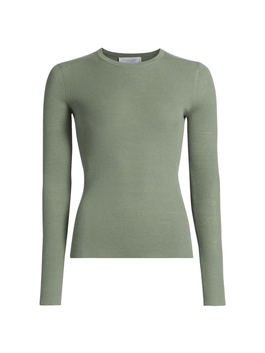 Michael Kors Women's Hutton Ribbed Cashmere Sweater In Green