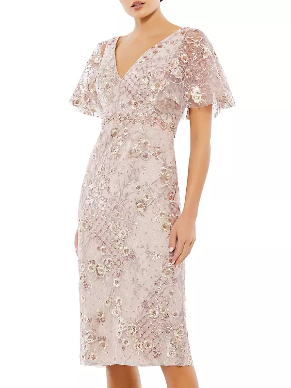 Embellished Lace Midi-Dress