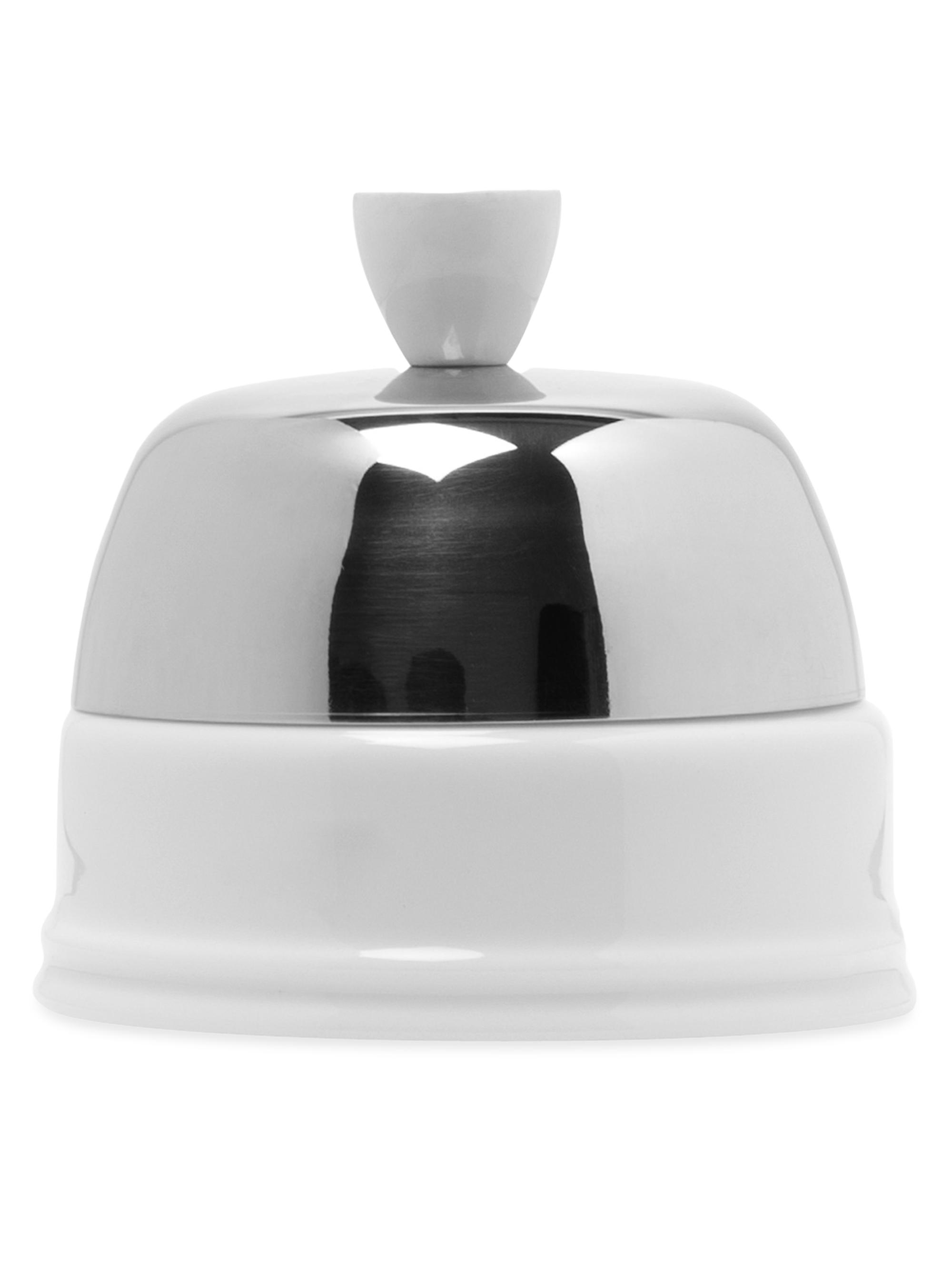 Degrenne Paris Salam Porcelain & Stainless Steel Sugar Bowl & Lid - White