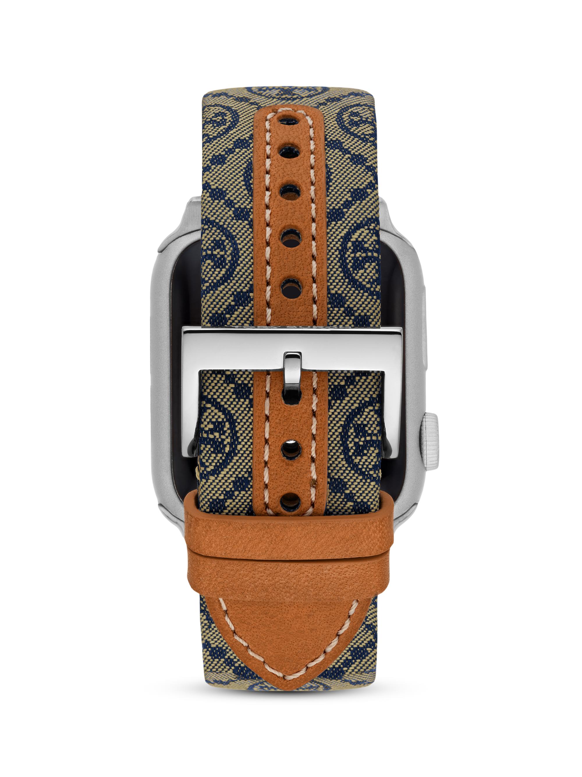 Tory Burch TB Monogram Jacquard & Leather Apple Watch® Strap  display picture 1