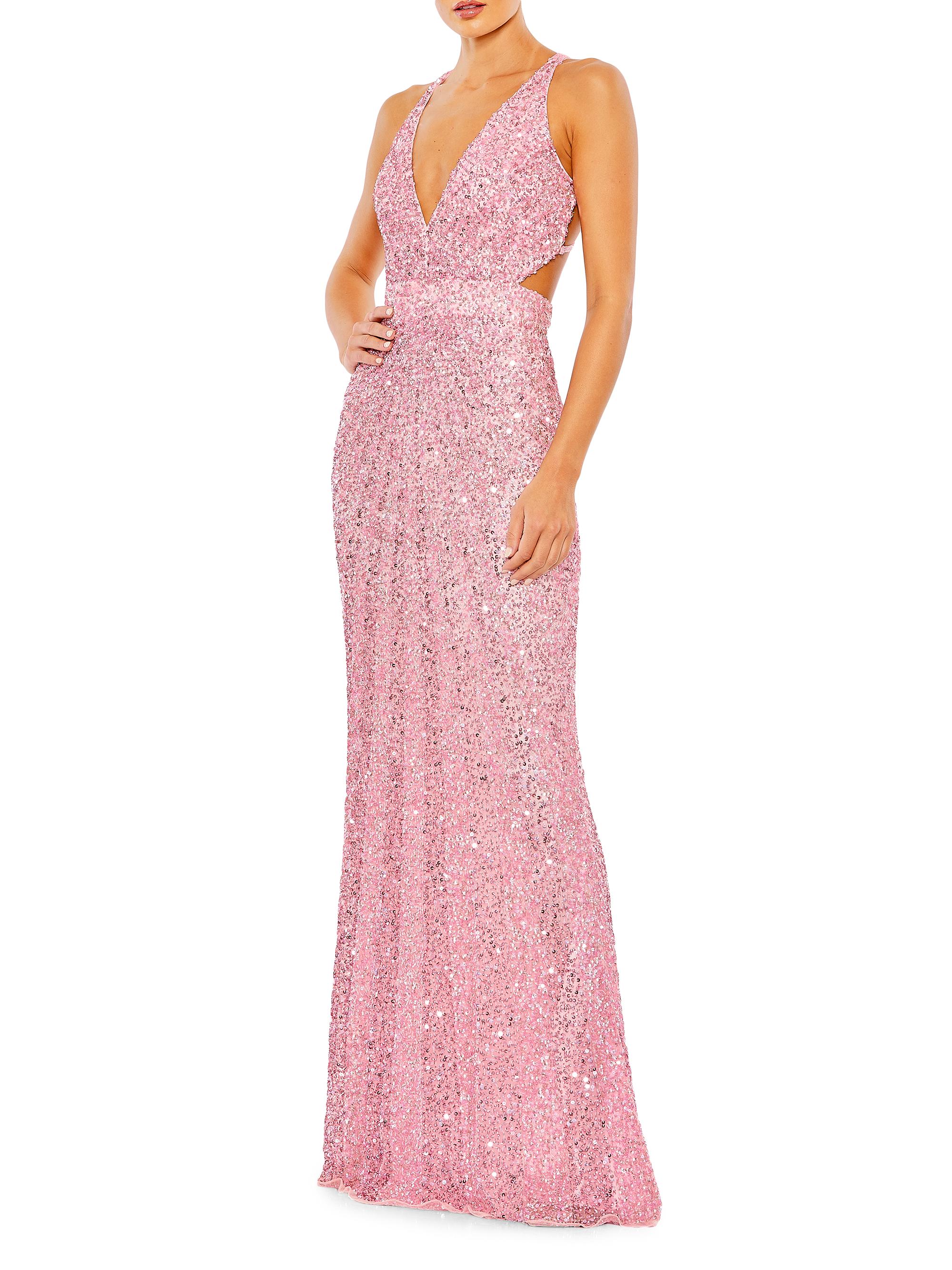 Mac Duggal Women's Ieena Strappy Beaded Column Gown - Rose