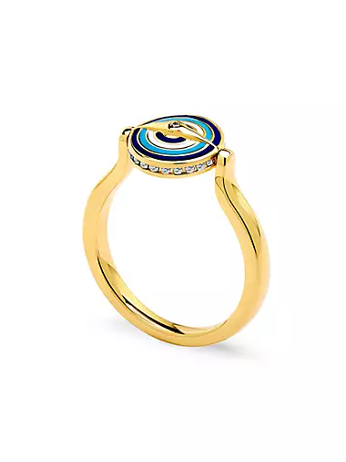 Mogul Chakra 18K Gold, Lapis Lazuli, Turquoise & Enamel Evil Eye Ring