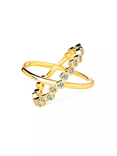 Cosmic 18K Gold & Diamond Cross Ring