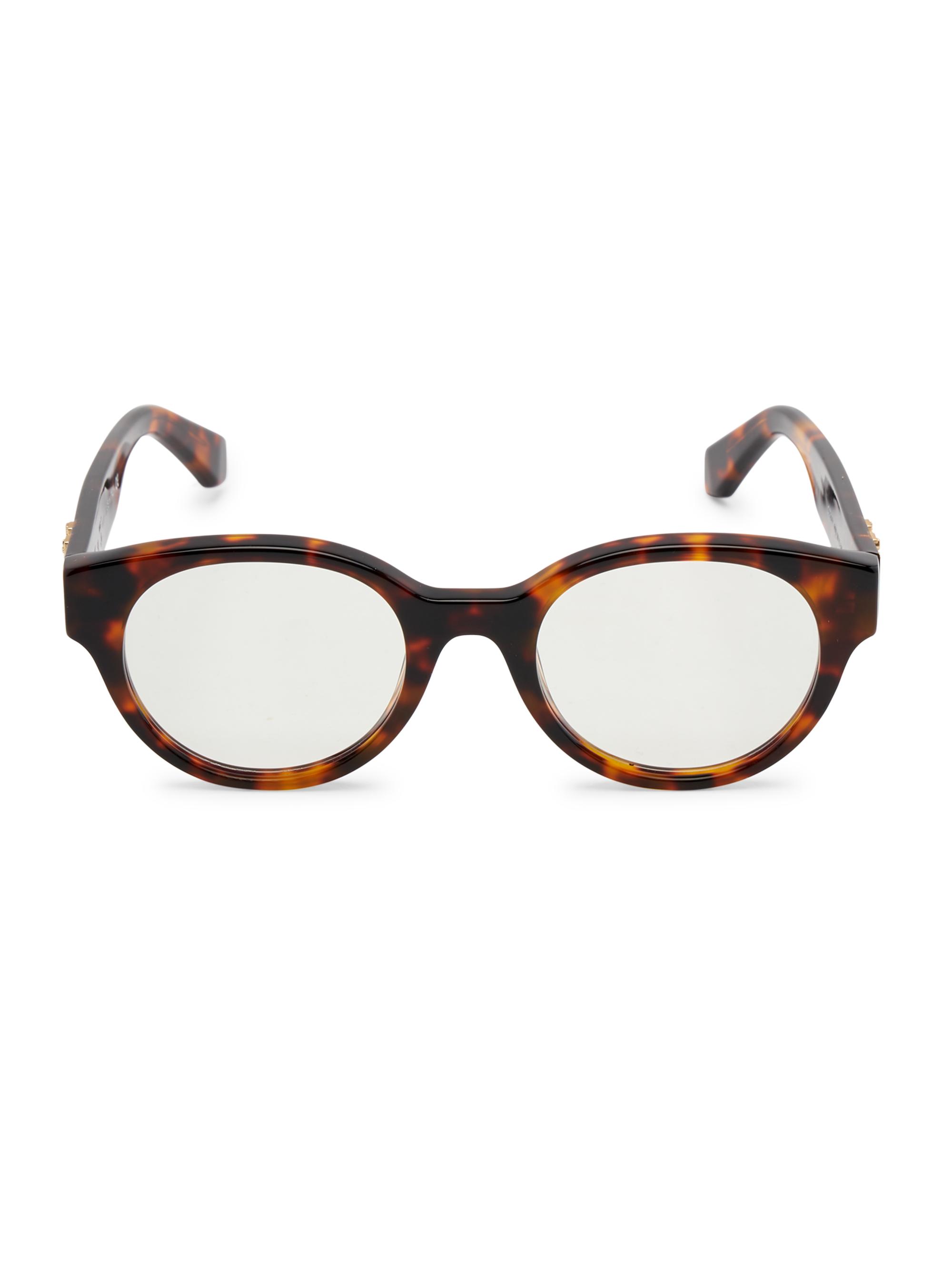 Off-White Men's Blue-Block 140MM Round Glasses - Havana Blue