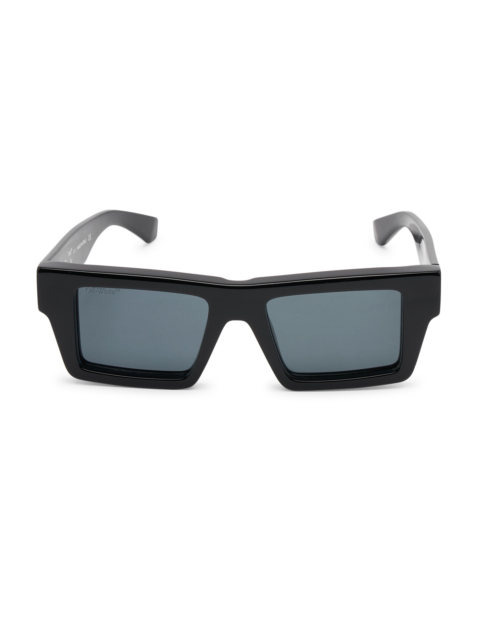 Off-White Men's Nassau 147MM Rectangular Sunglasses - Black Dark Grey