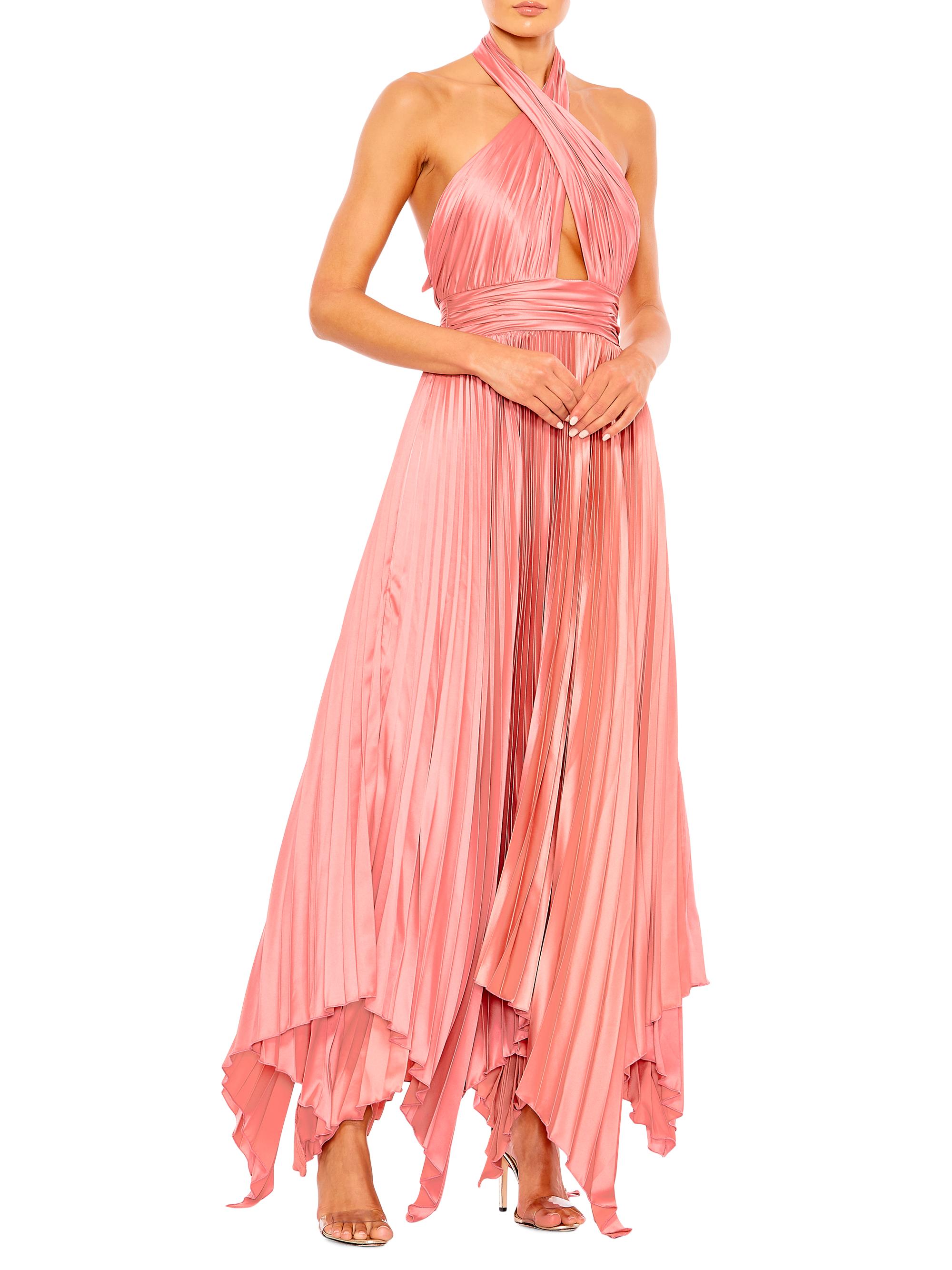 Mac Duggal Women's Pleated Satin Halterneck Gown - Rose Pink