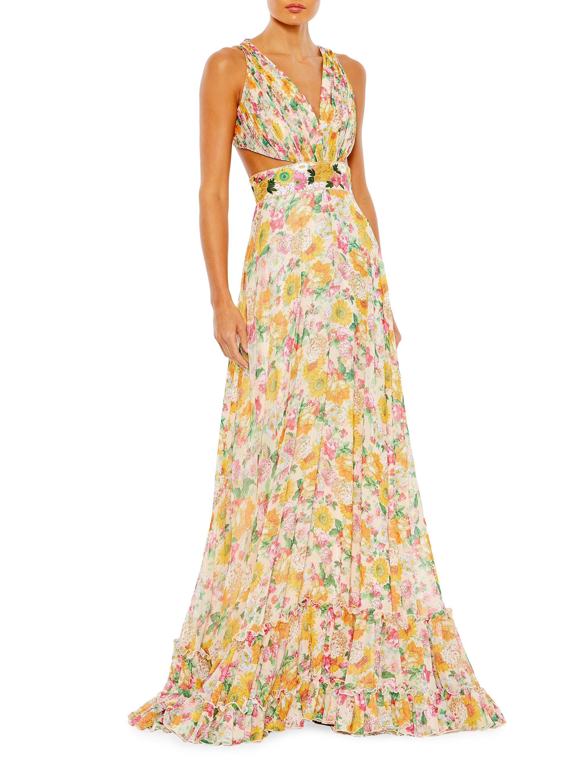 Mac Duggal Women's Floral Tiered Gown - Nude Multi