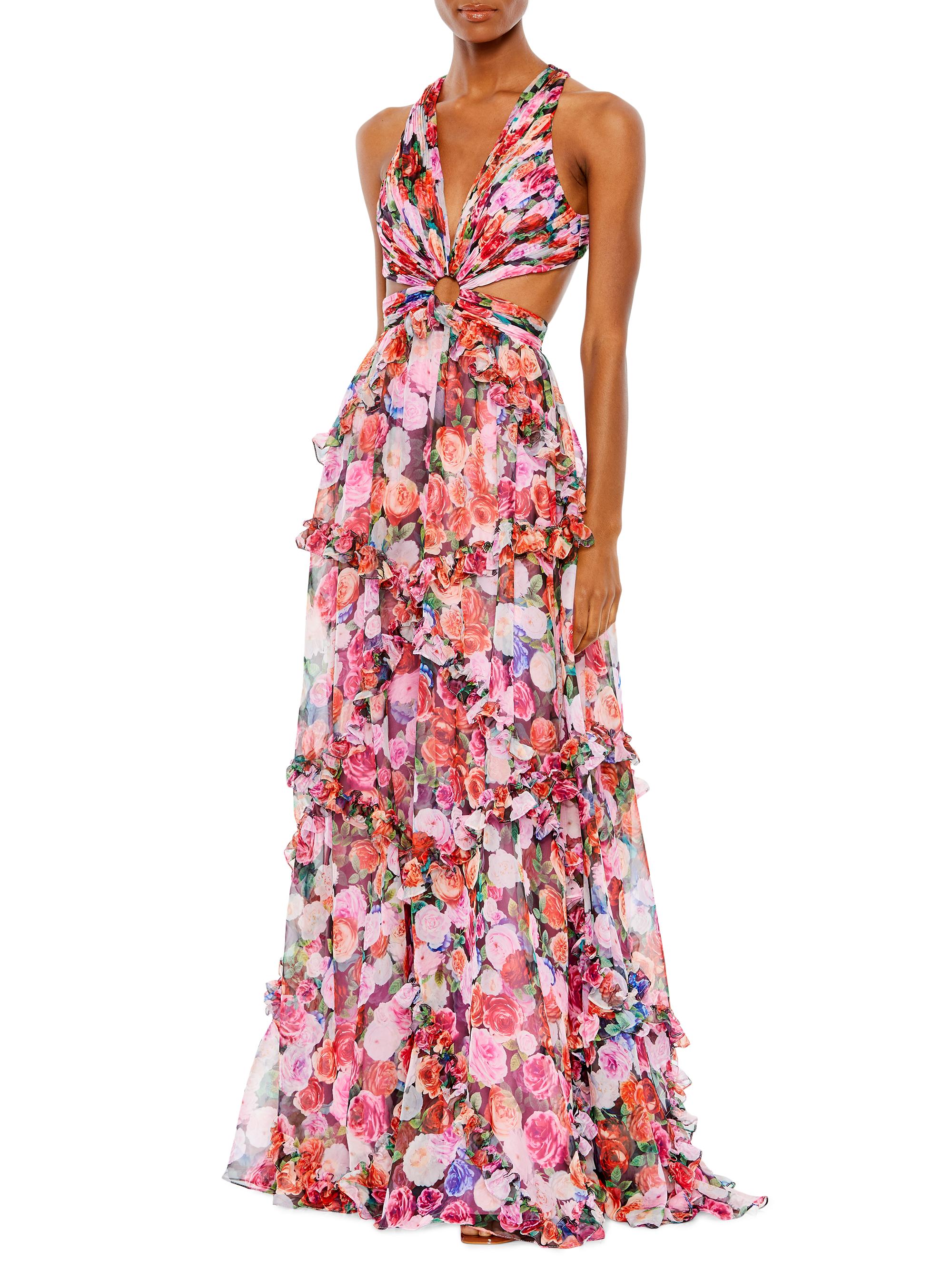 Mac Duggal Women's Ieena Floral Cut-Out Gown