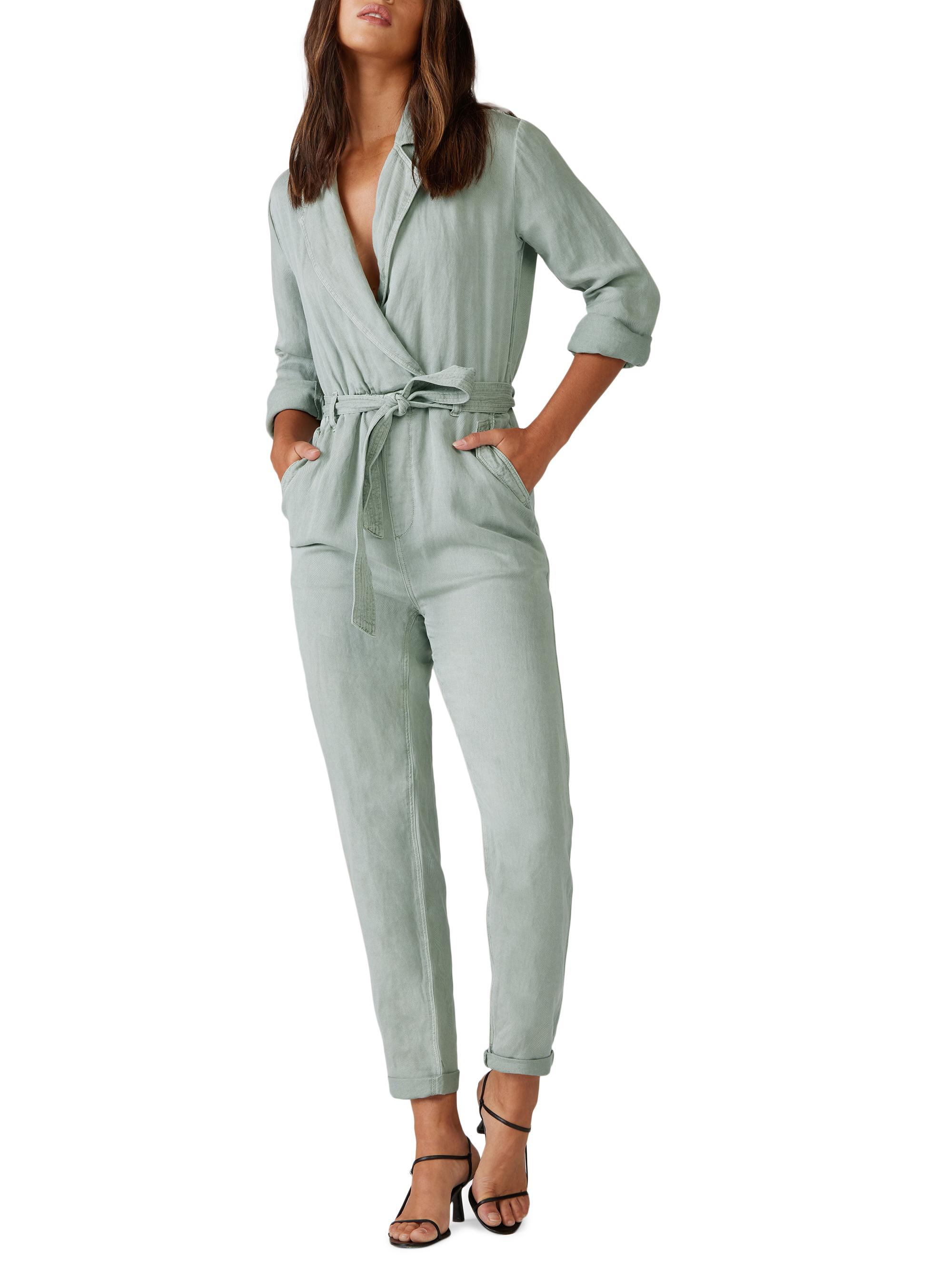 Joe's Jeans Women's The Shirley Belted Utility Wrap Jumpsuit - Sea Grass