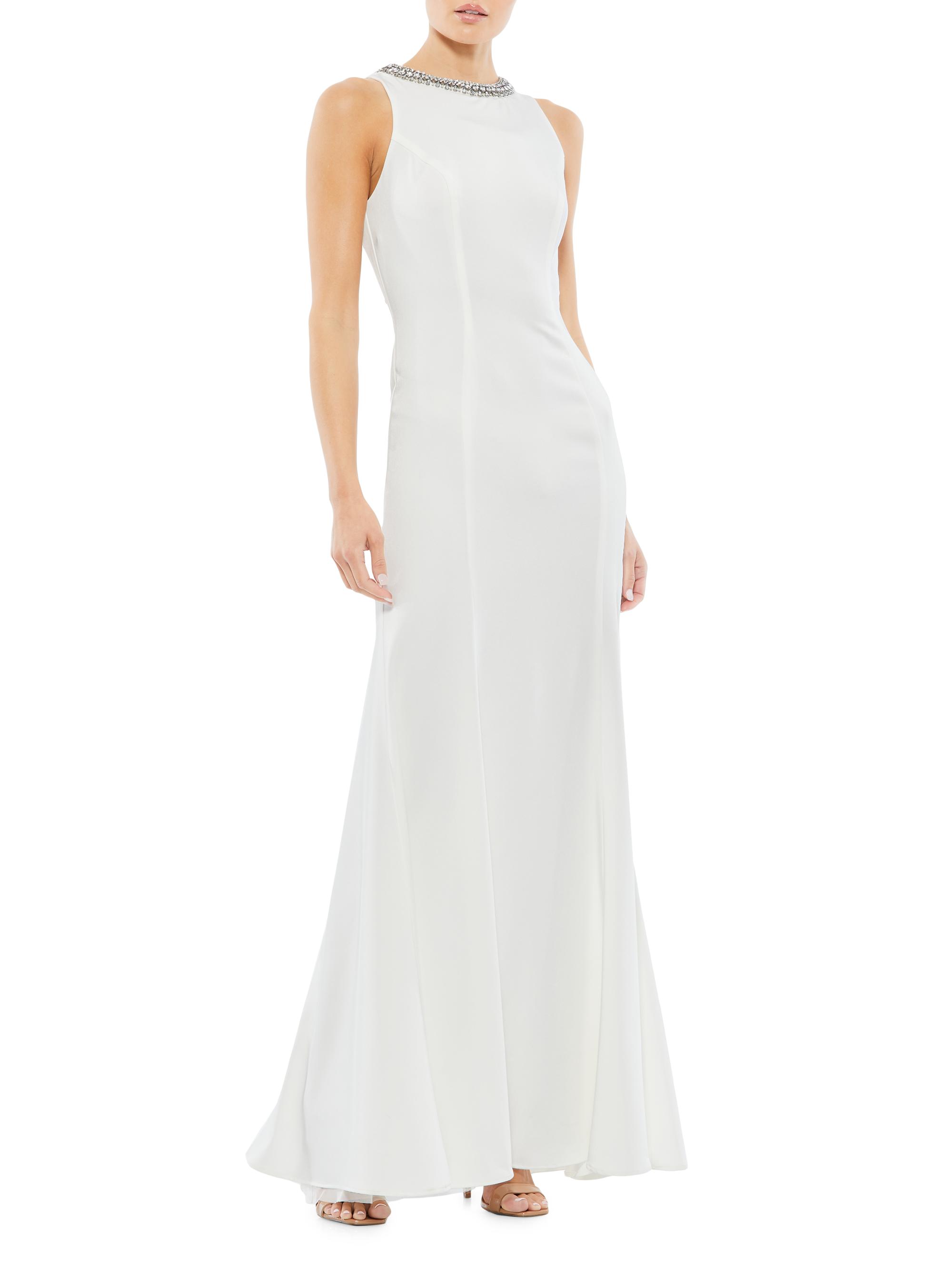 Mac Duggal Women's Embellished Fluted-Hem Gown - White