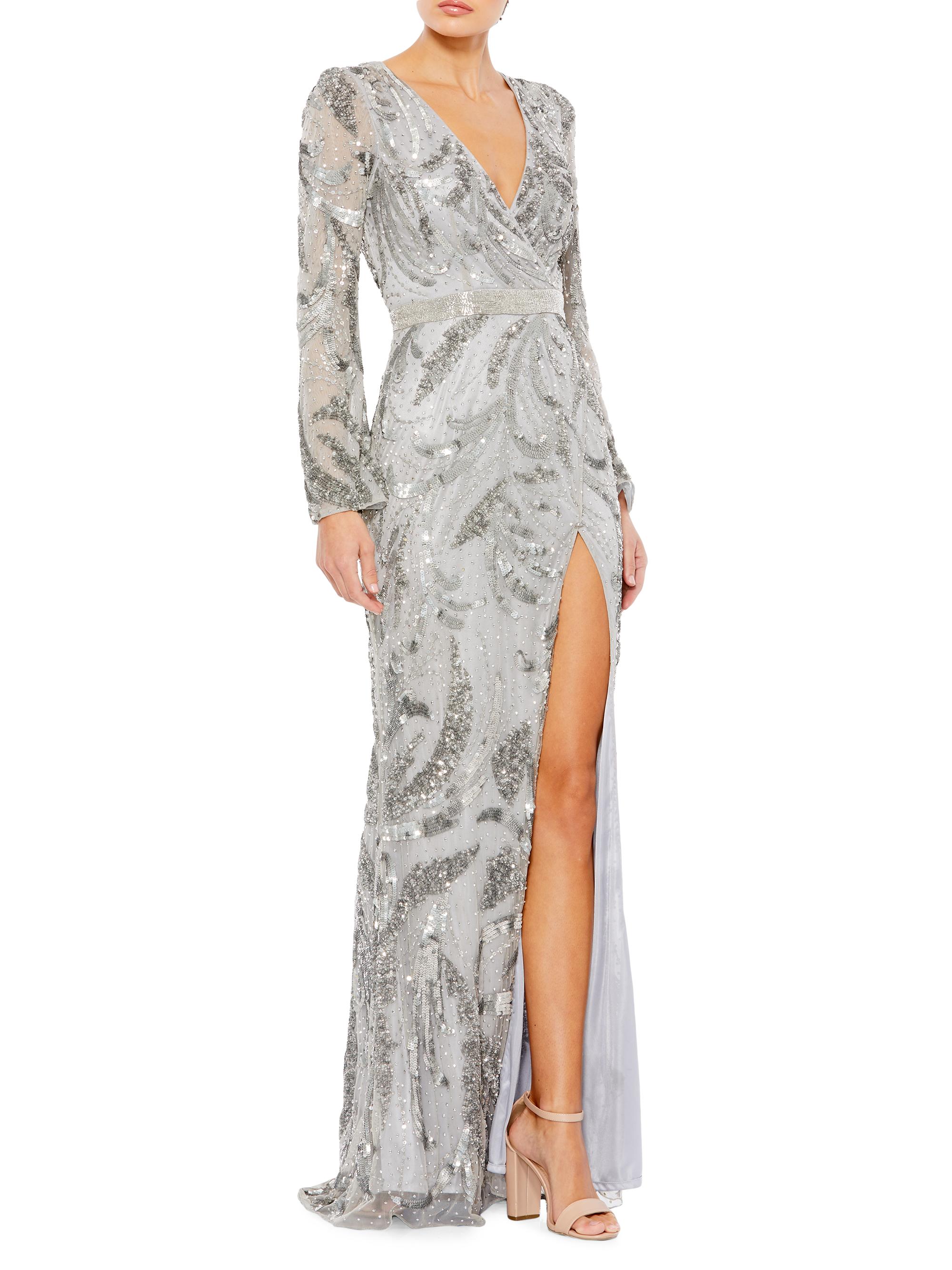 Mac Duggal Beaded Lace V-Neck Gown | Saks Fifth Avenue