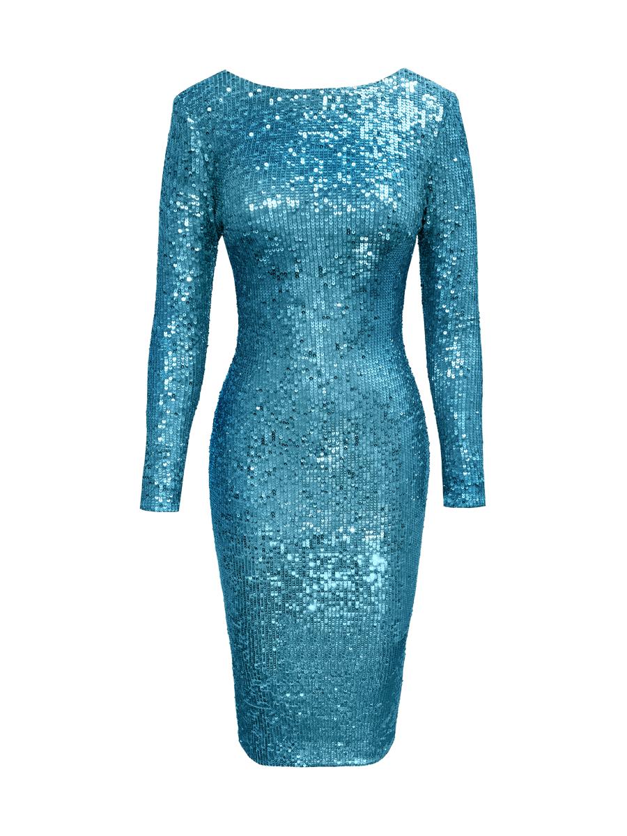 open lace back dress Emery Beaded Mesh Dress – Dress the Population main image 1
