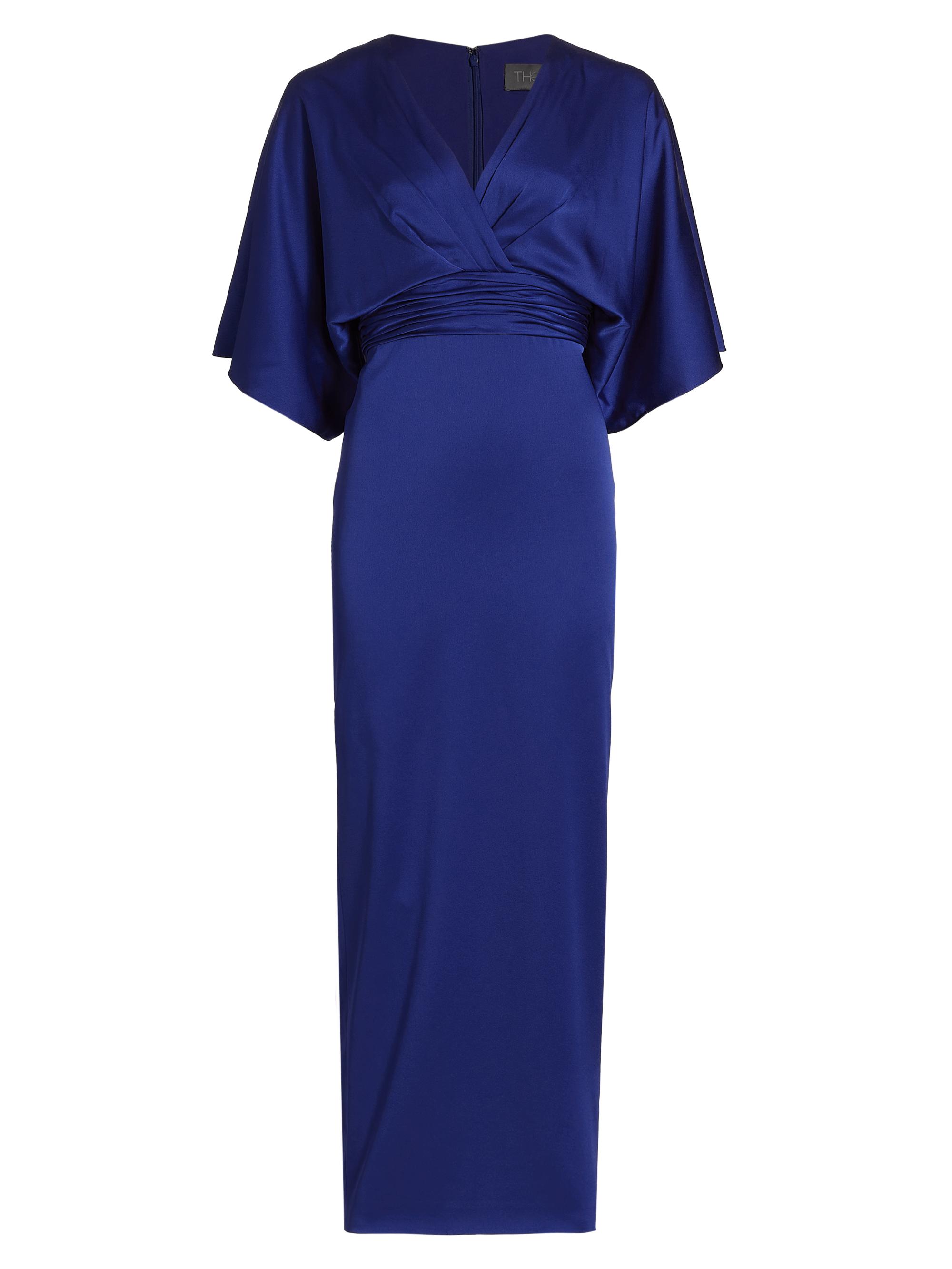 Theia Women's Kimono-Inspired Satin Gown - Cobalt
