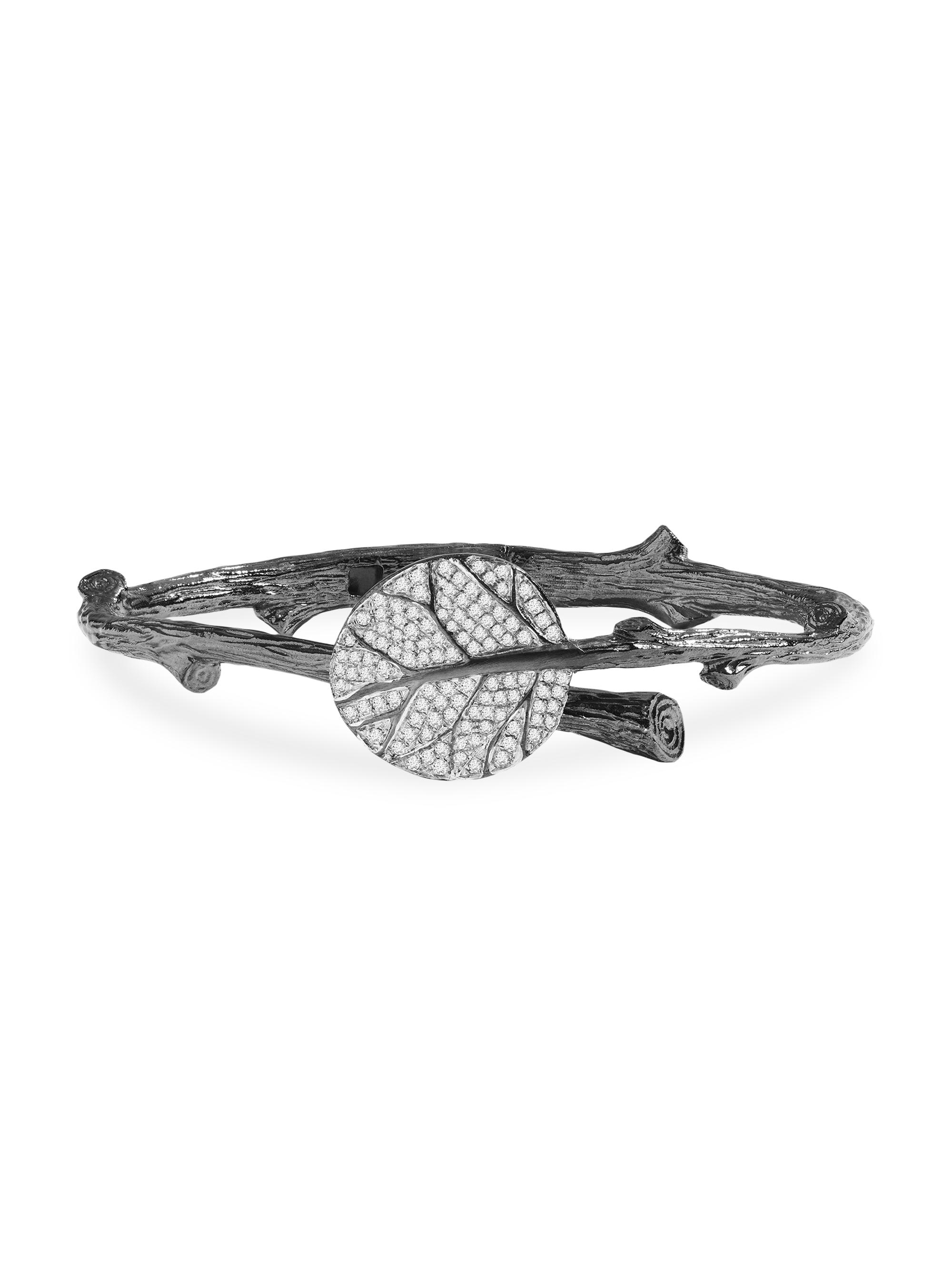 Michael Aram Women's Botanical Leaf Sterling Silver & Diamond Bangle