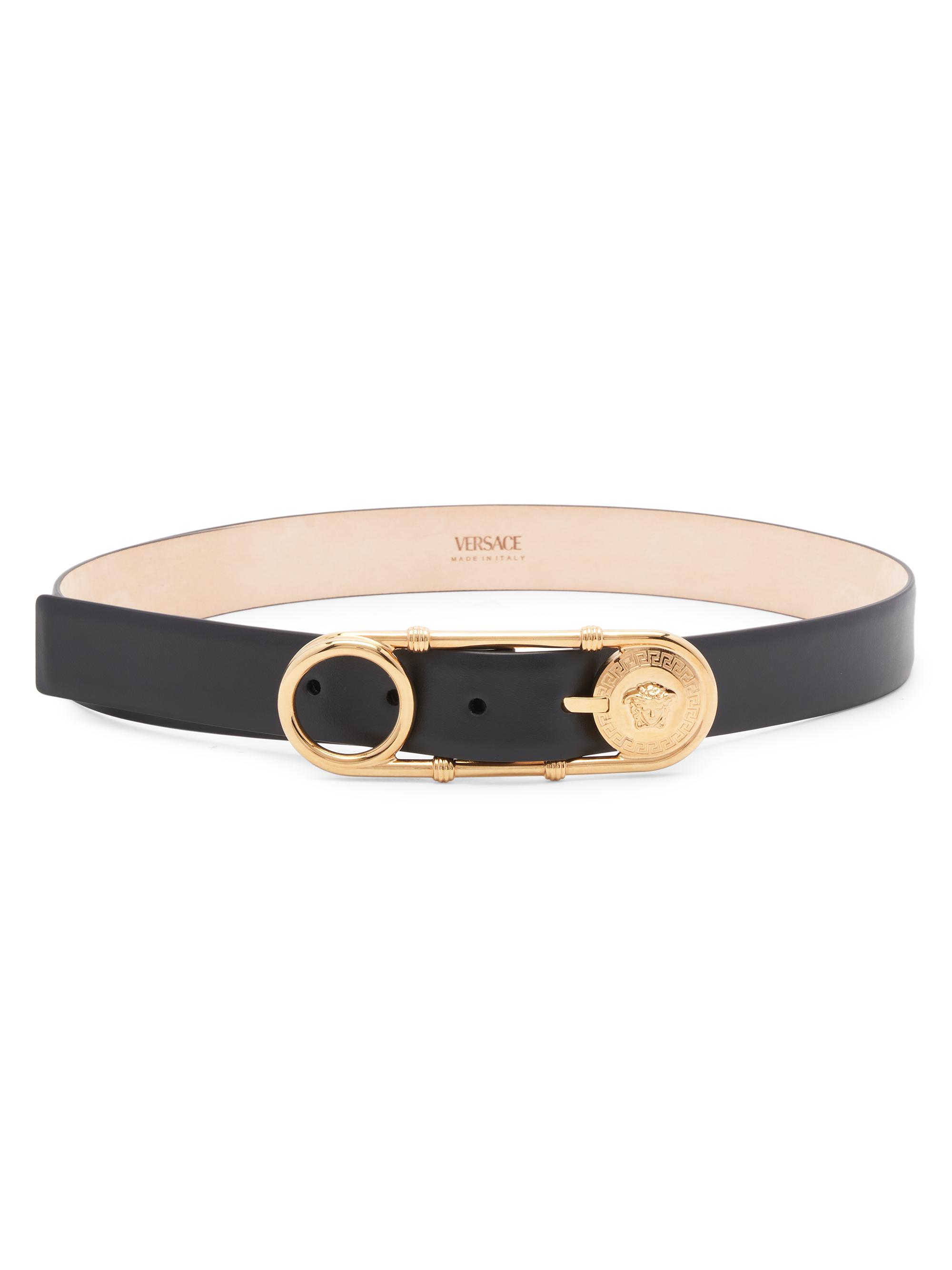 Versace Medusa Safety Pin Leather Belt | Saks Fifth Avenue