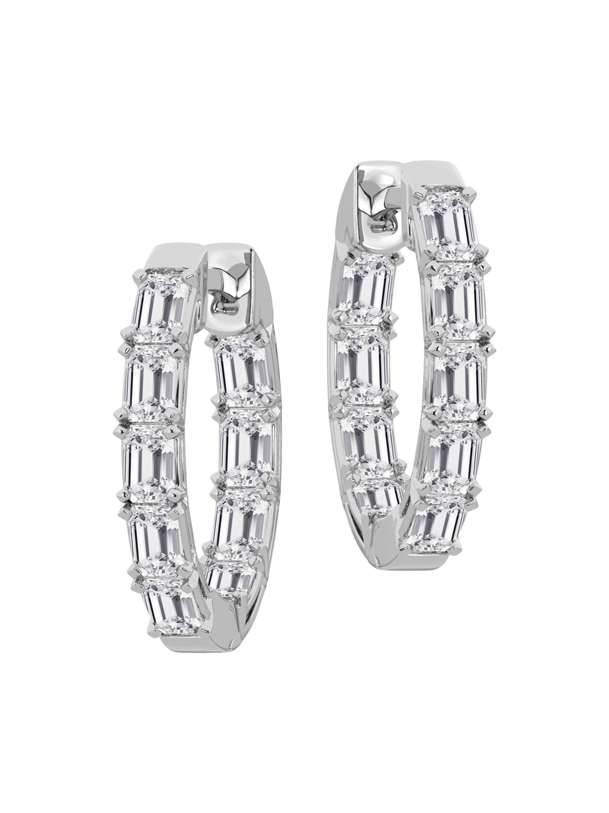 Saks Fifth Avenue Collection Women's 14K White Gold & 2.00 TCW Lab-Grown Diamond Hoop Earrings/17MM - White Gold