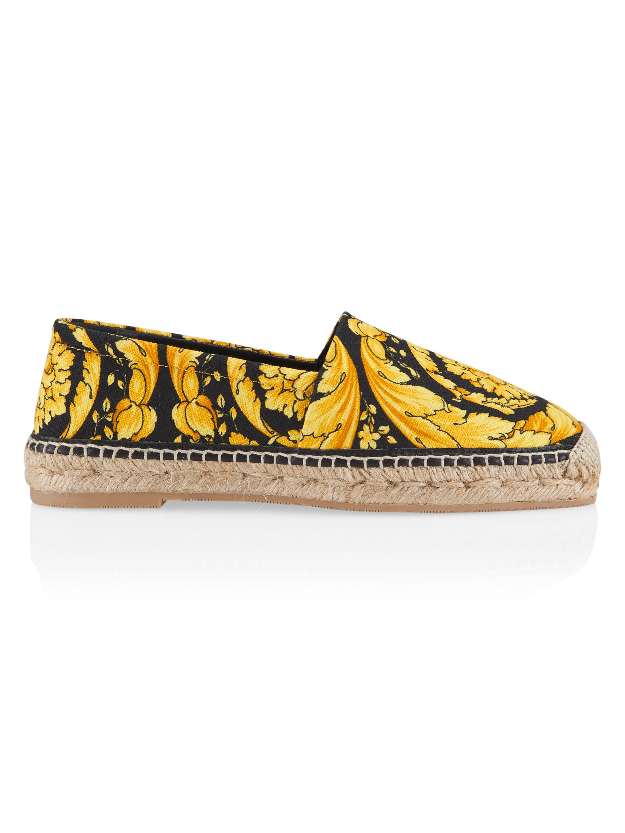 Versace Women's Barocco-Print Canvas Espadrilles - Nero