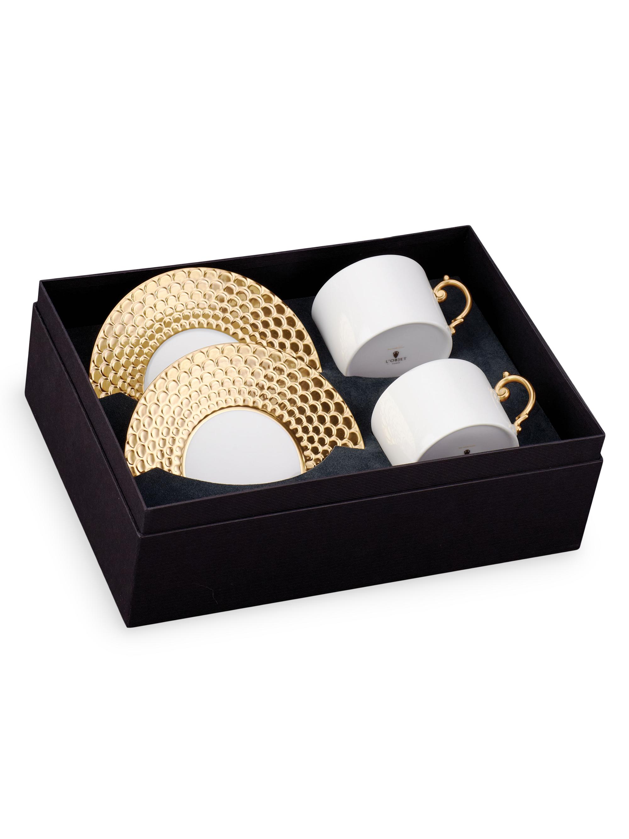 L'Objet Aegean 2-Piece Teacup & Saucer Set - Gold