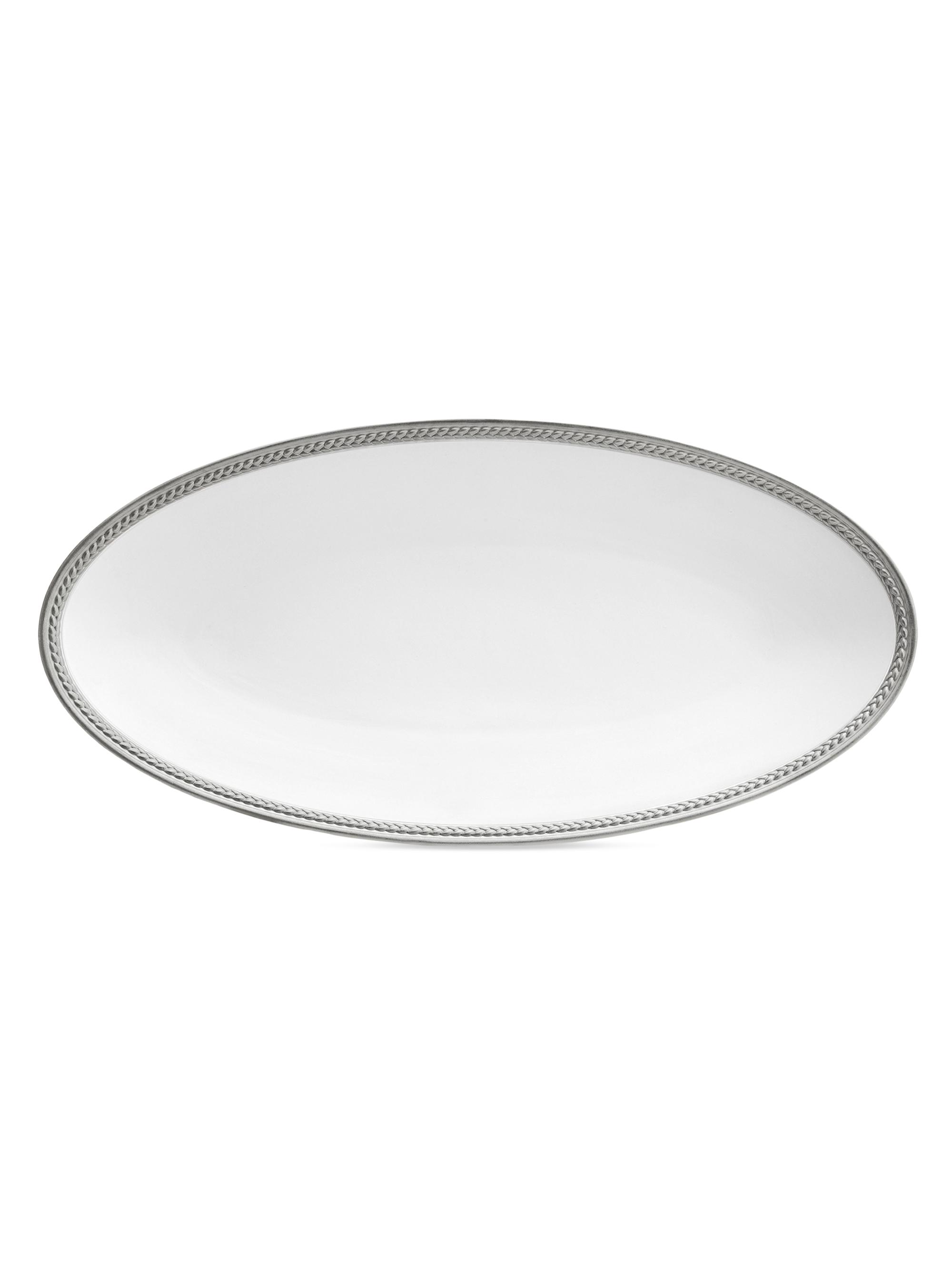 L'Objet Soie Tressée Oval Platter - Platinum