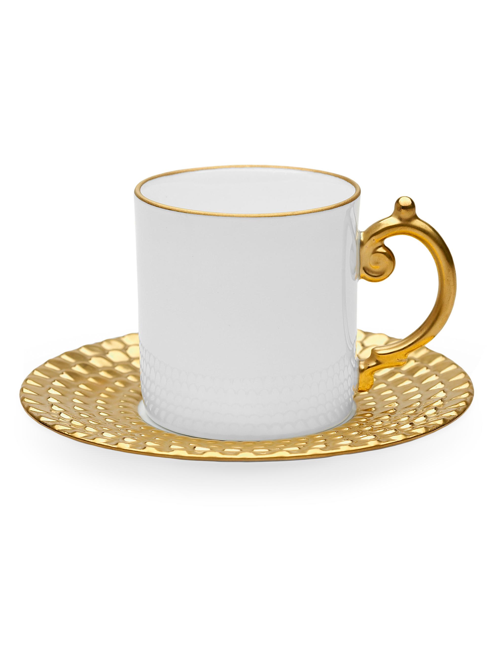 L'Objet Aegean Espresso Cup & Saucer Set - Gold