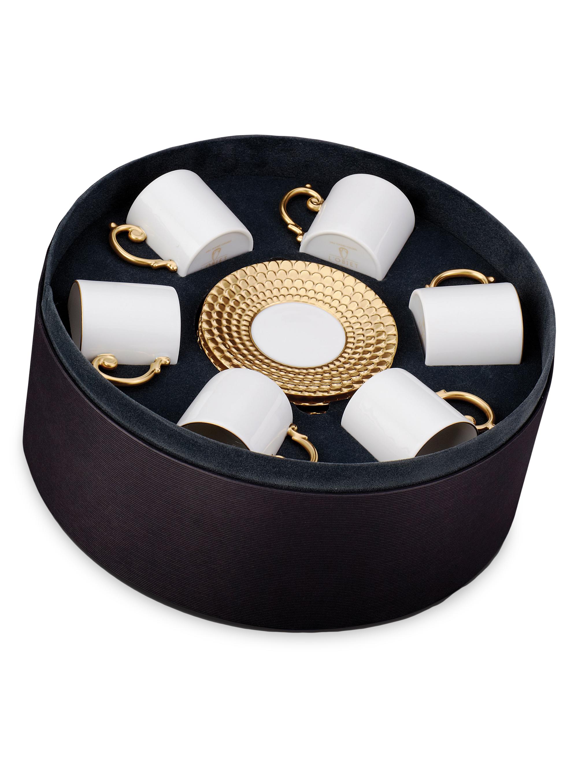 L'Objet Aegean 6-Piece Espresso Cup & Saucer Set - Gold