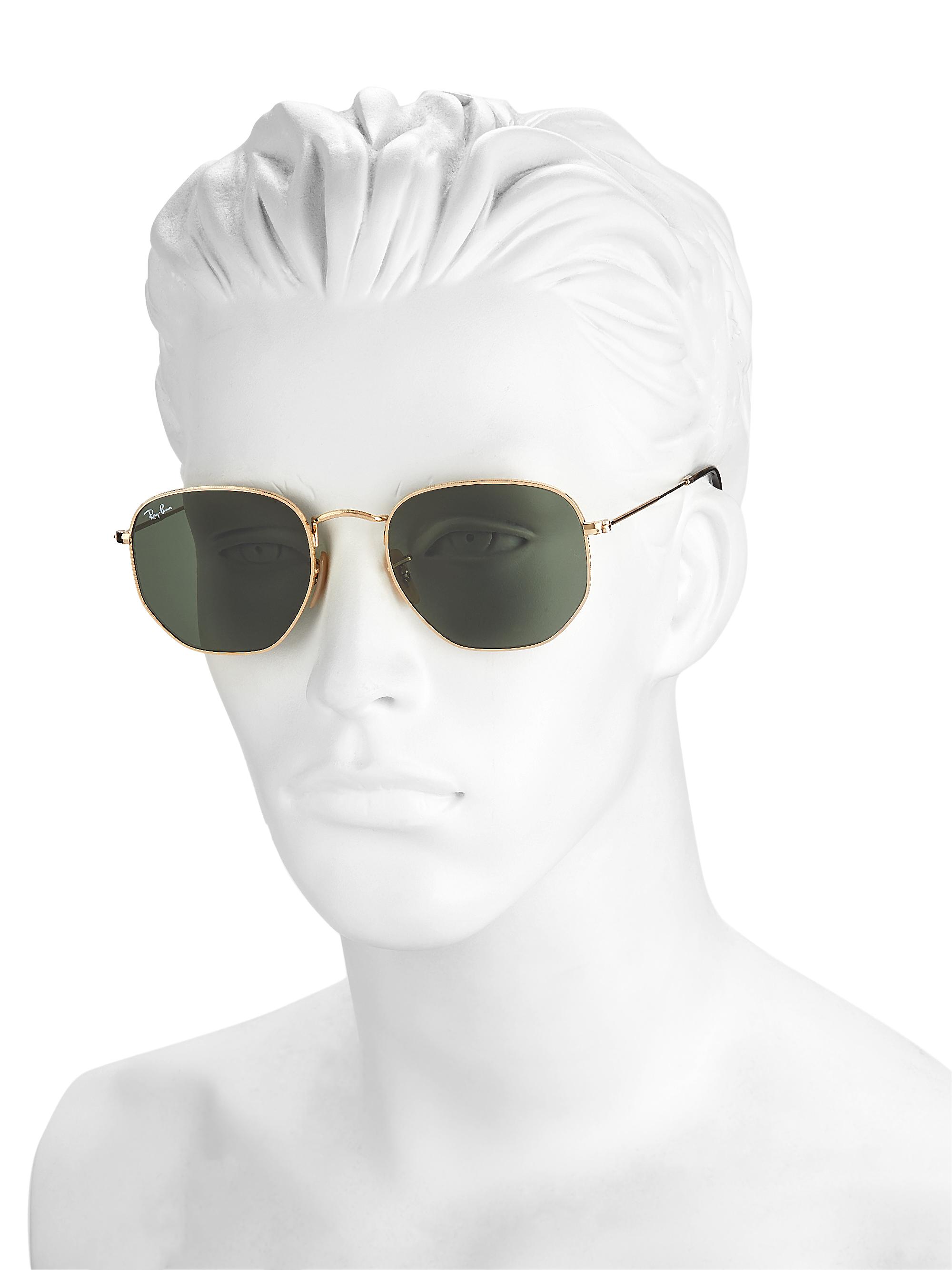 Ray-Ban Men's RB3548N 47.5MM Round Sunglasses - Solid Gold Greenno | Thumbnail 4