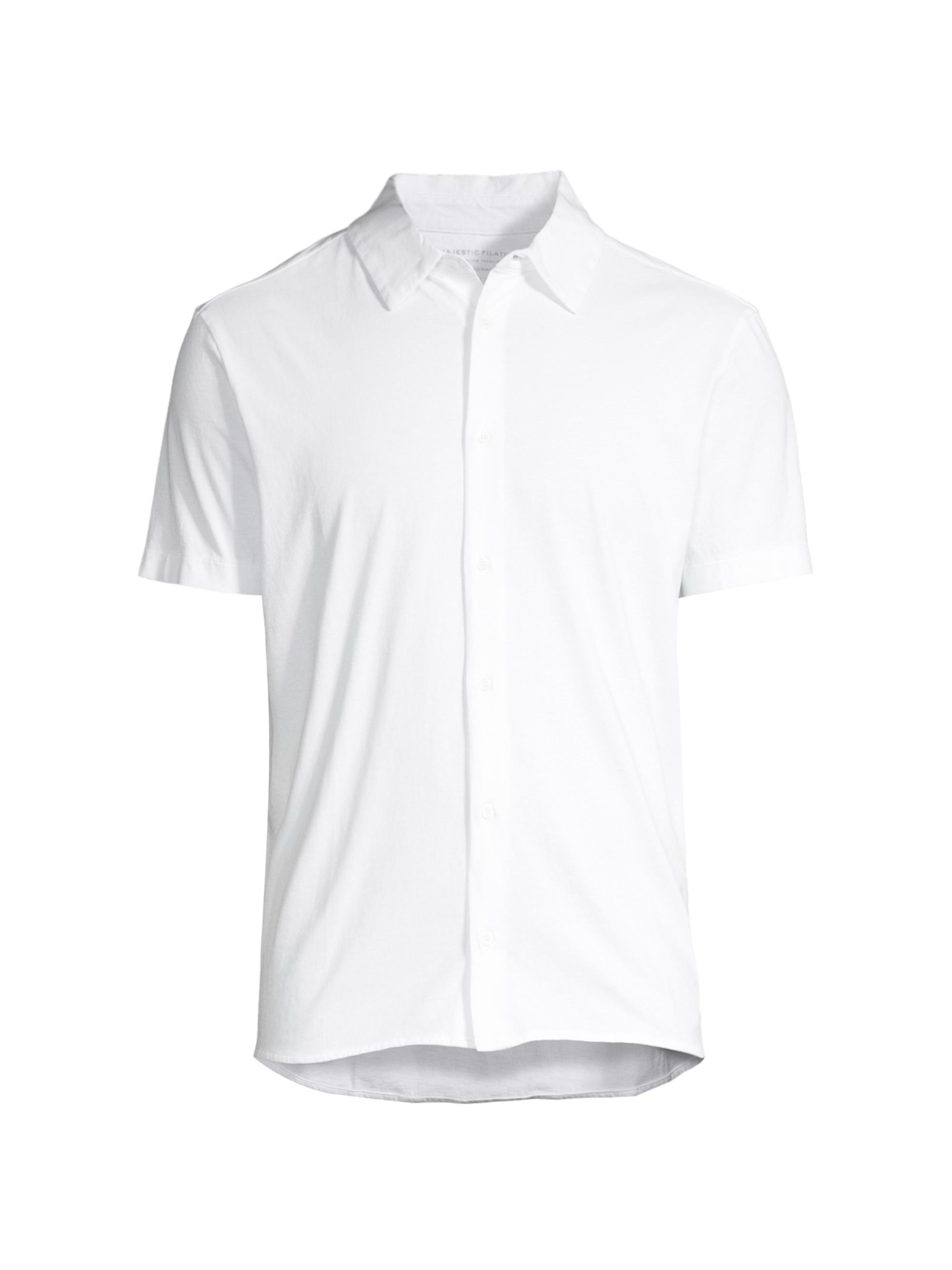 Majestic Filatures Men's Short-Sleeve Button-Up Shirt - Blanc