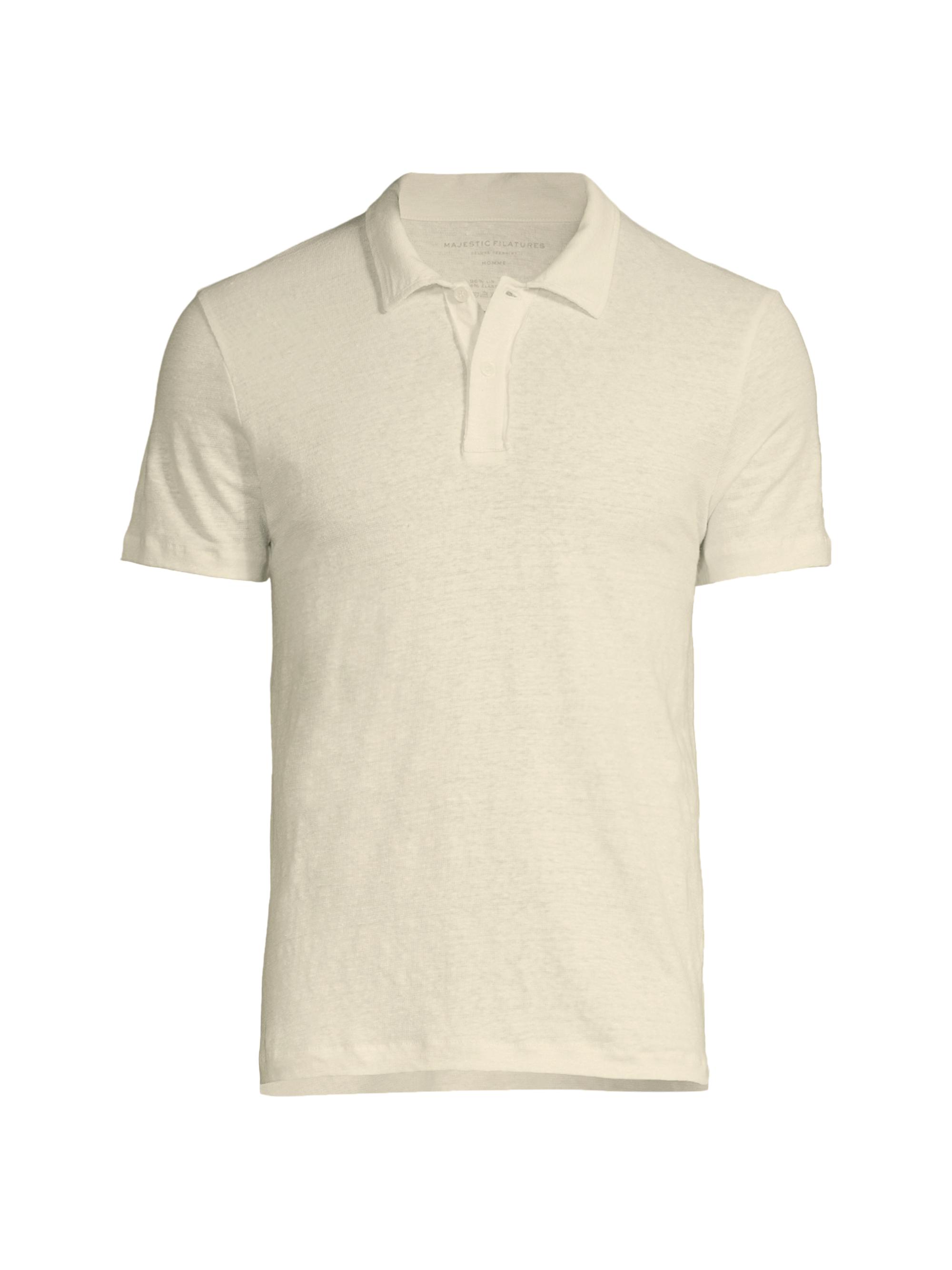 Majestic Filatures Men's Stretch Linen Polo Shirt - Ivoire