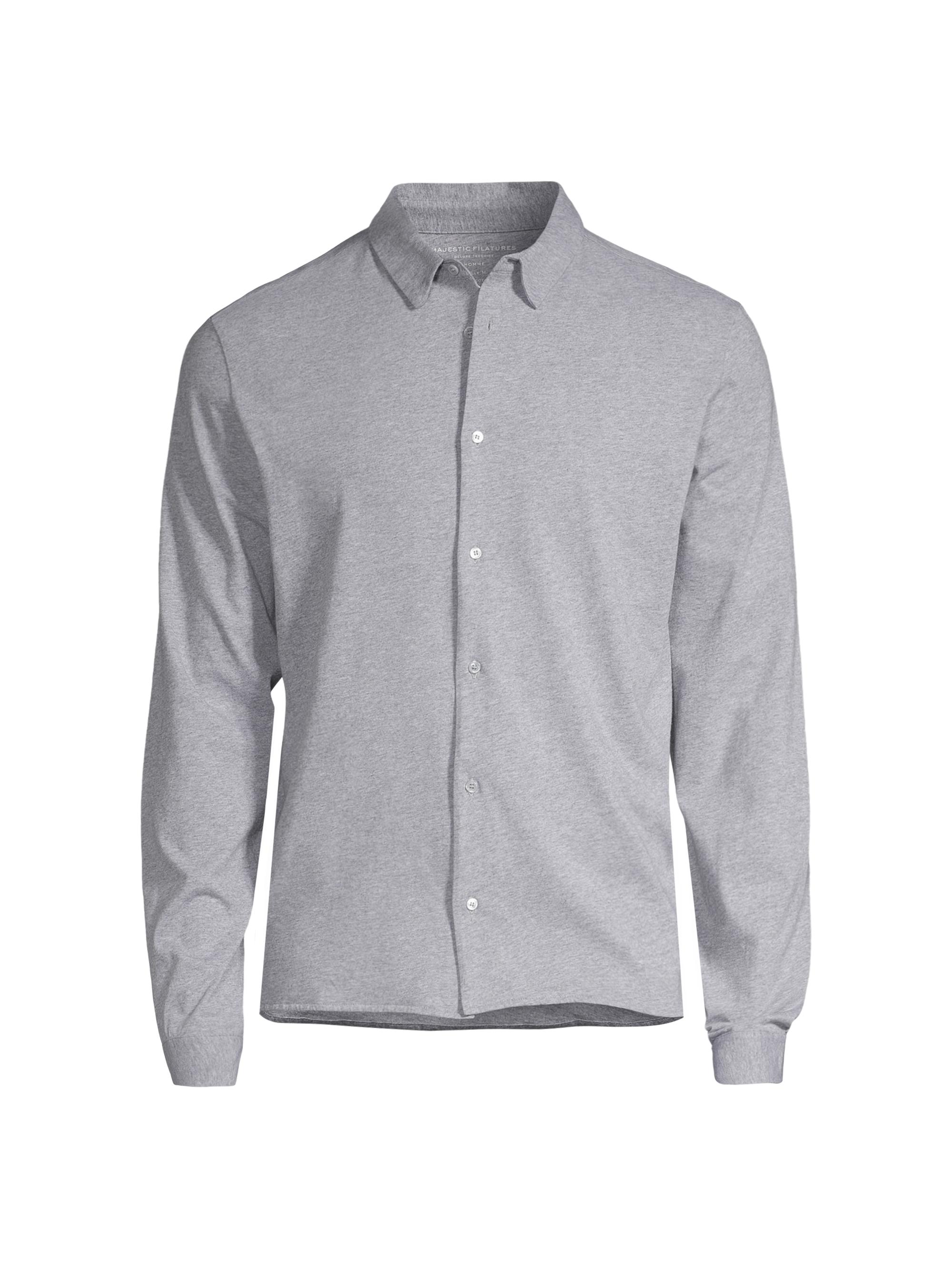Majestic Filatures Men's Collared Button-Up Shirt - Blanc
