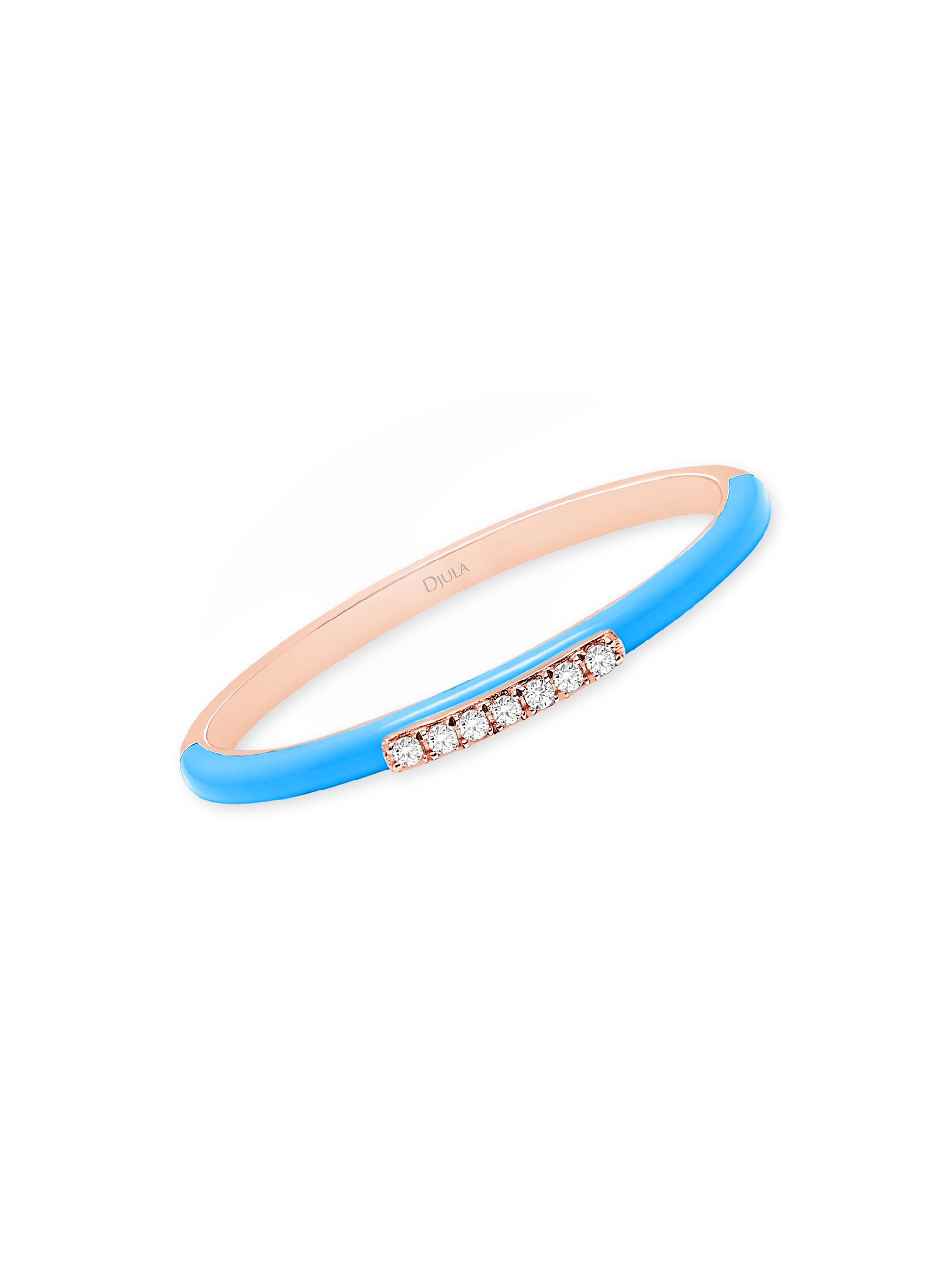Djula Women's Marbella 14K Rose Gold, Light Blue Enamel, & Diamond Ring - Pink Gold